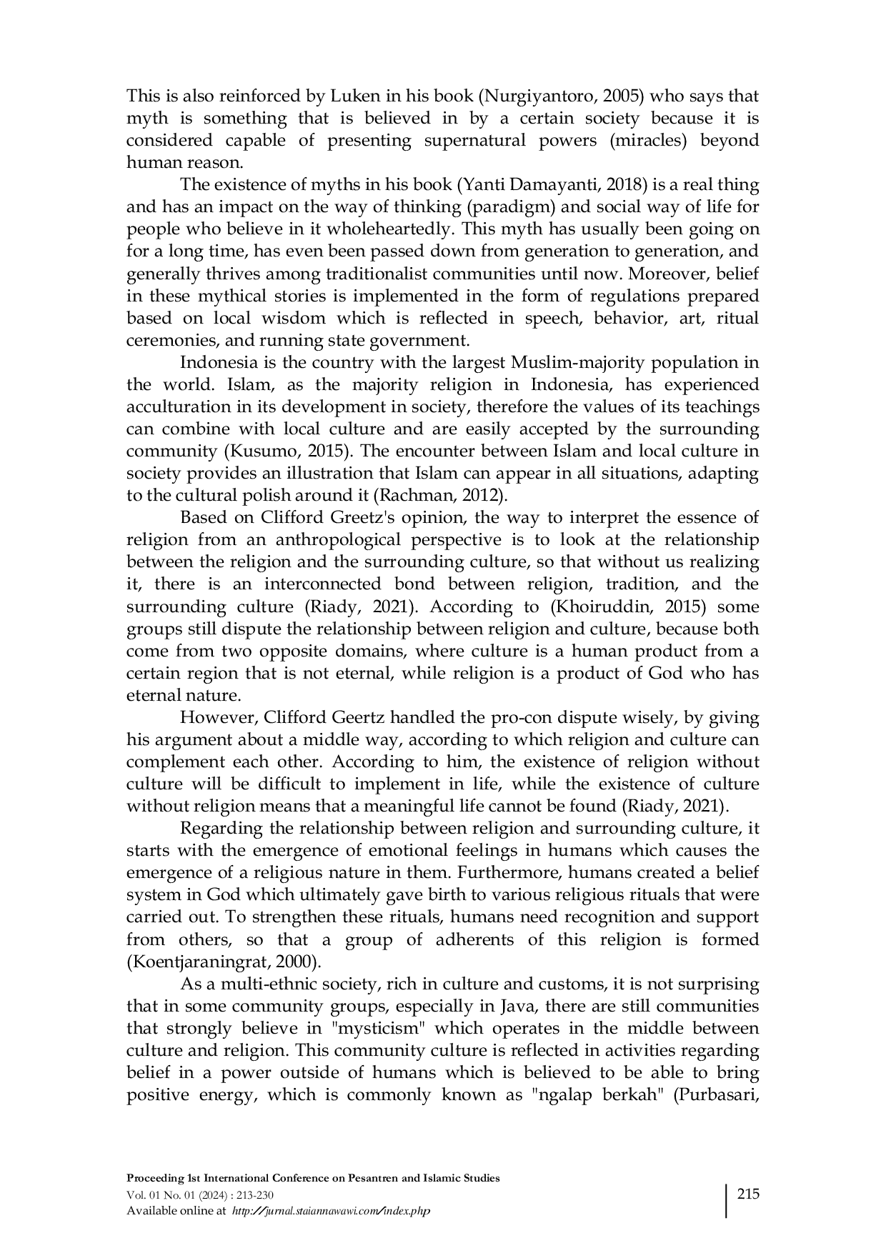 JURIS Pengaruh Budaya dalam Sistem Kepercayaan Masyarakat Klasik dan Modern Terhadap Fenomena Mukjizat Air Doa dari Kyai