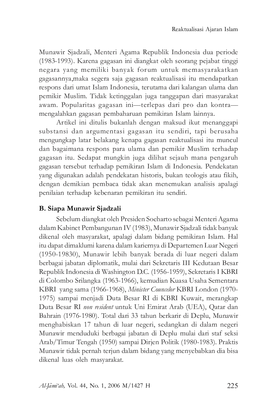 JURIS Reaktualisasi Ajaran Islam Studi atas Pemikiran Hukum Munawir Sjadzali