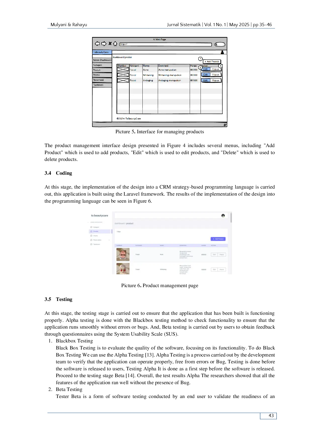 juris Implementation of Customer Relationship Management in Web Based Beauty Service Applications with Extreme Programming