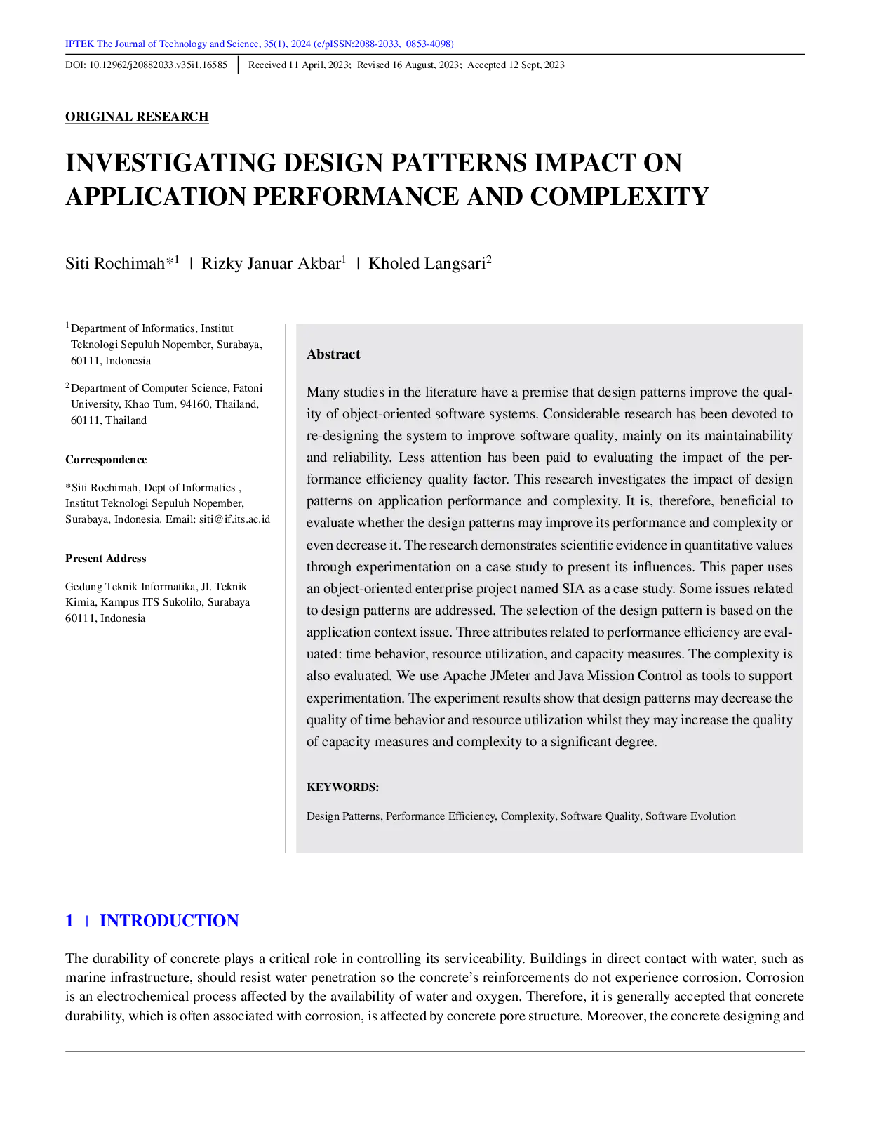 JURIS Investigating Design Patterns Impact on Application Performance and Complexity