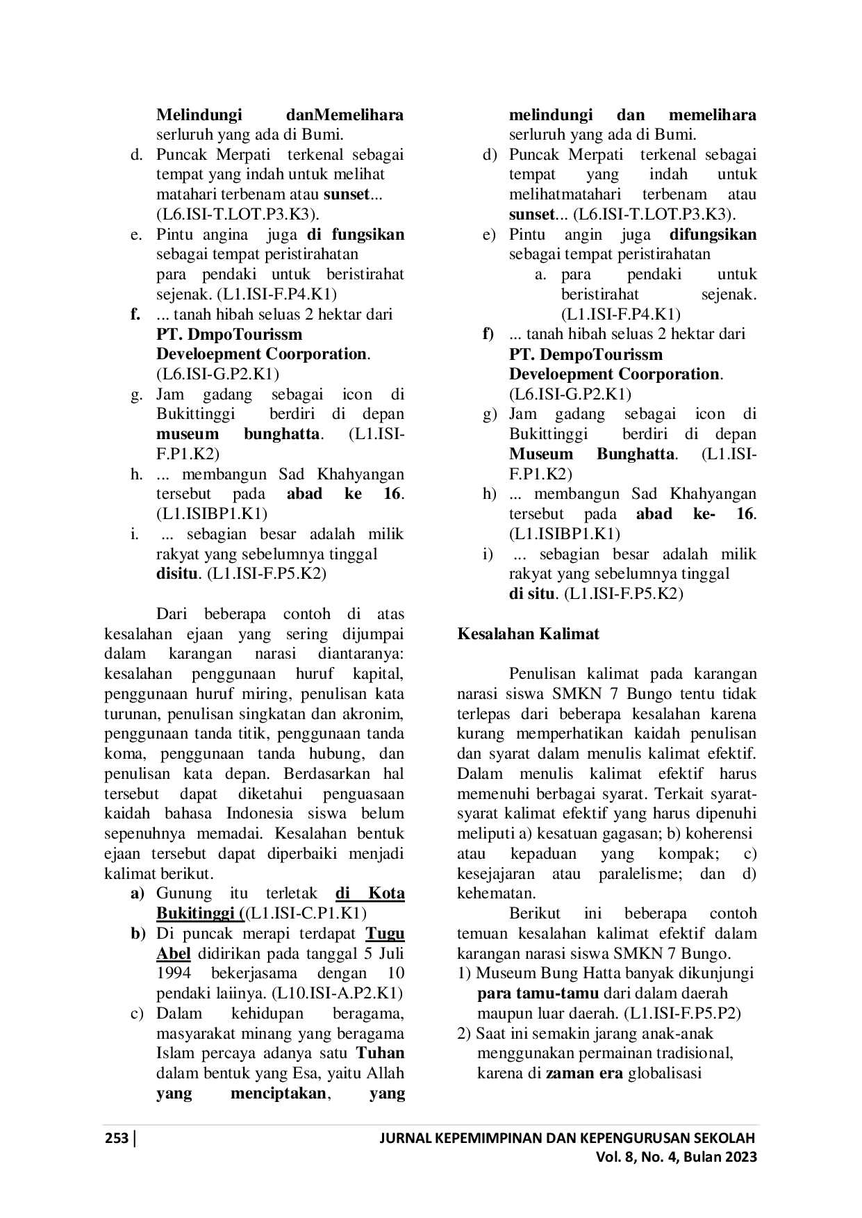 juris Analisis Kesalahan Berbahasa Indonesia dalam Karangan Narasi Siswa Kelas X Smk 7 Muaro Bungo