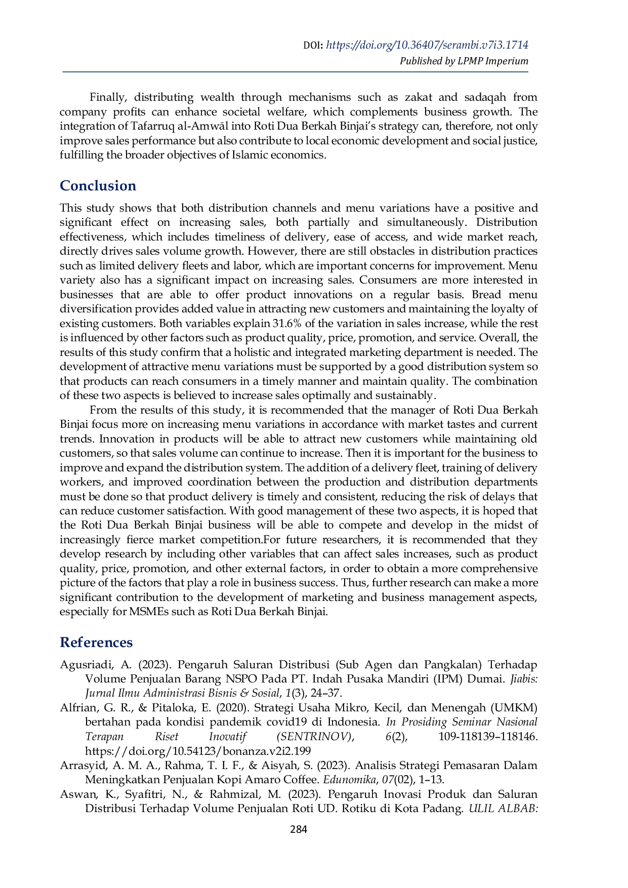JURIS The Effect of Distribution Channels and Menu Variations on Increasing Sales A Case of Halal Food