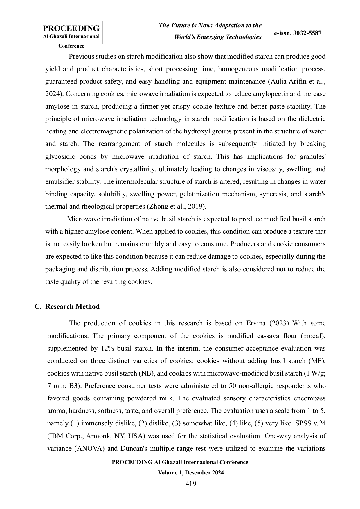 JURIS Evaluation of consumer acceptance of cookies added with modified microwave busil Xanthosoma sagittifolium L starch