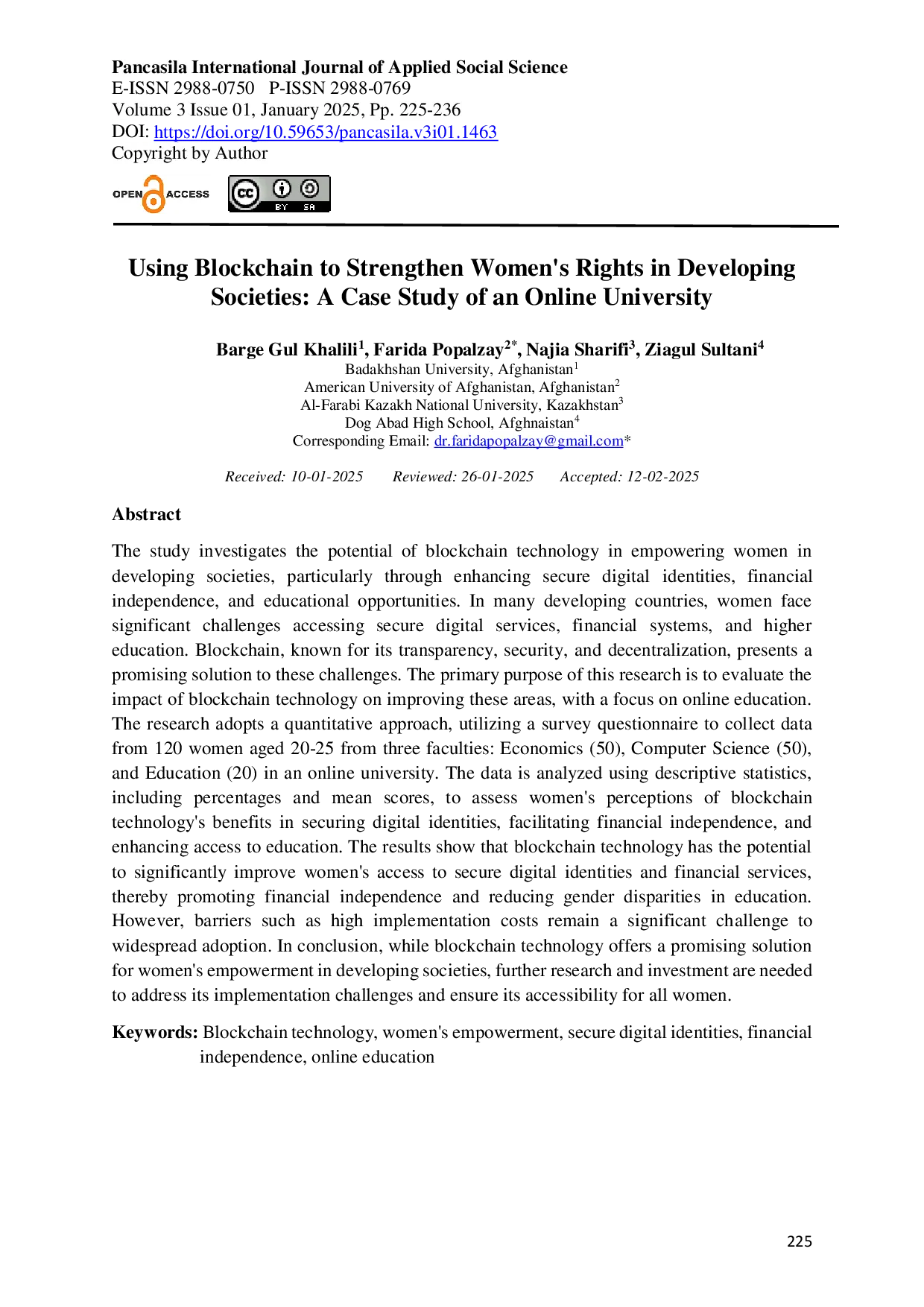 JURIS Using Blockchain to Strengthen Women s Rights in Developing Societies A Case Study of an Online University