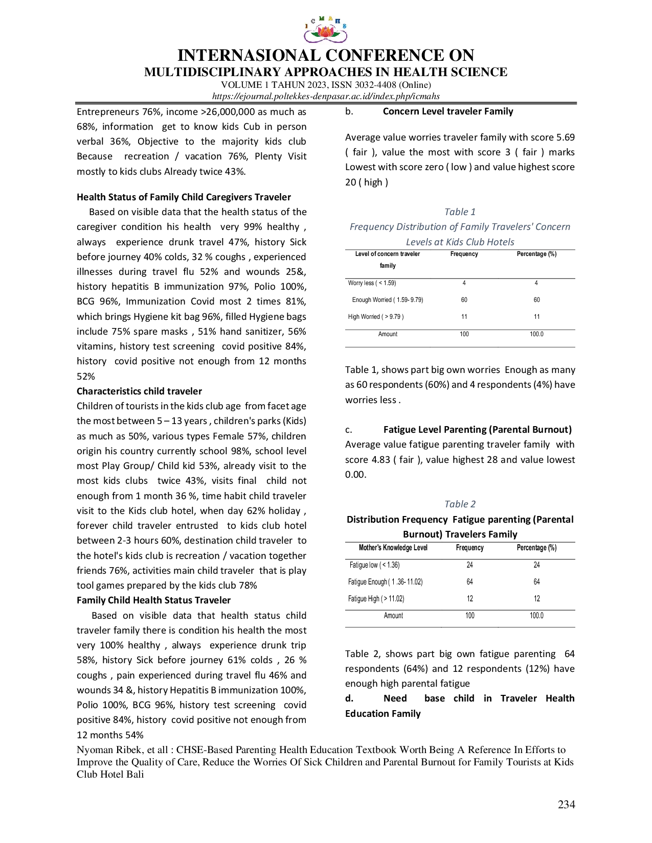 JURIS Chse based parenting health education textbook worth being a reference in efforts to improve the quality of care reduce the worries of sick children and parental burnout for family tourists at kids c