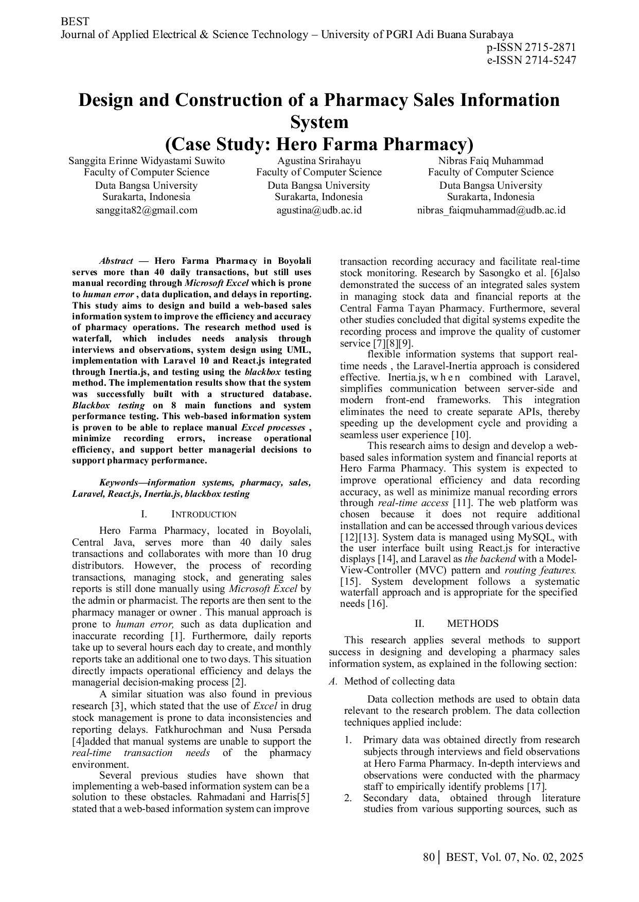 JURIS Design and Construction of Pharmacy Sales Information System