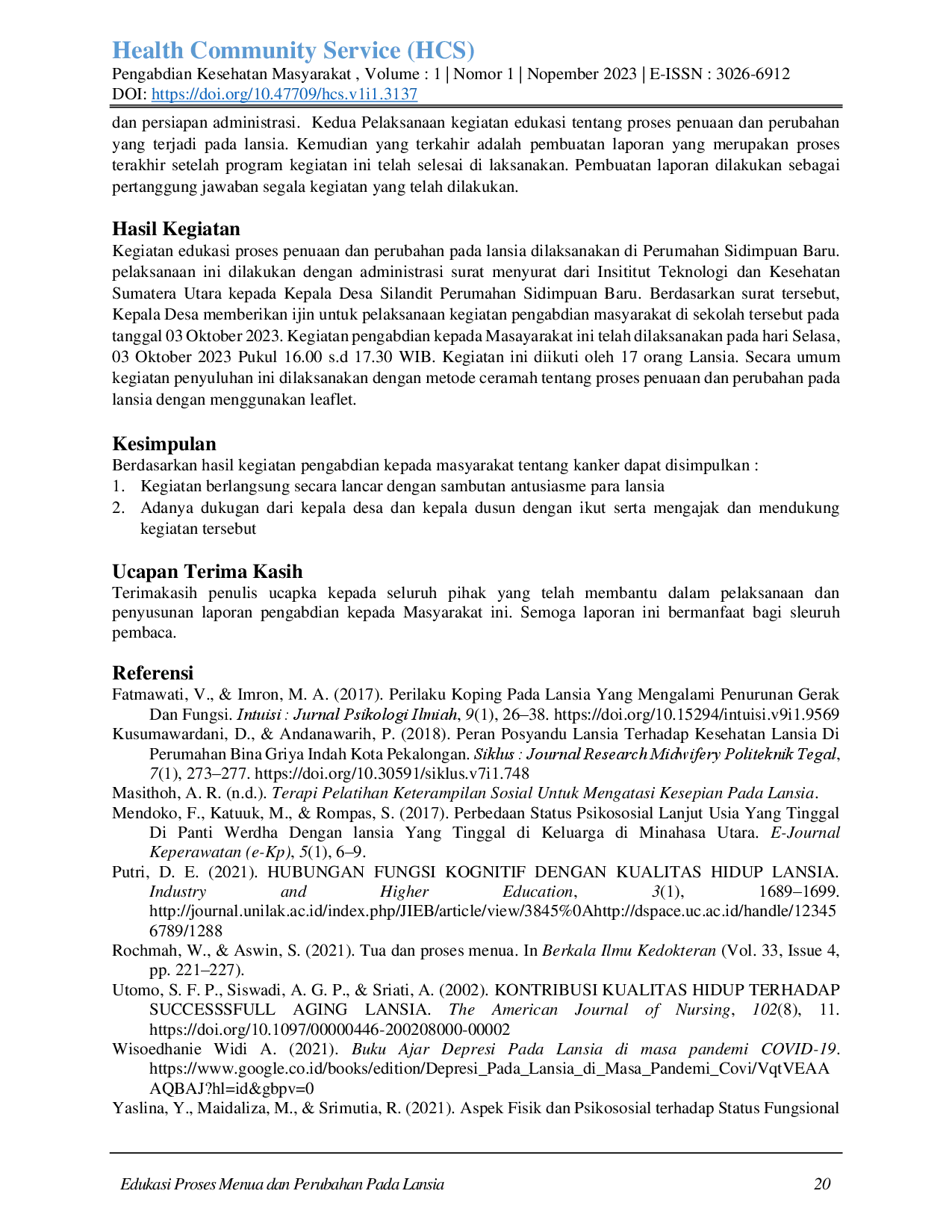 juris Edukasi Proses Penuaan dan Perubahan Pada Lansia