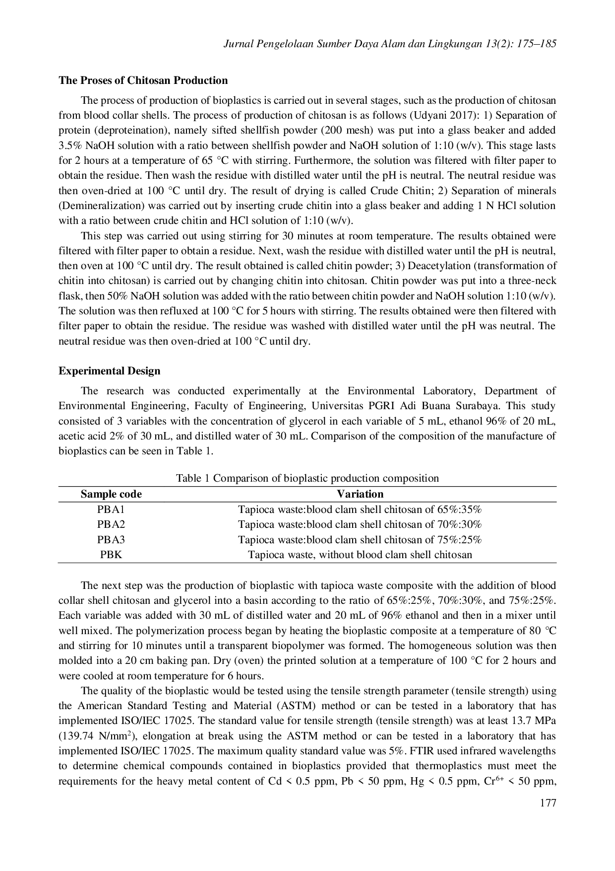 juris Penambahan Kitosan Cangkang Anadara Granosa Dalam Produksi Bioplastik