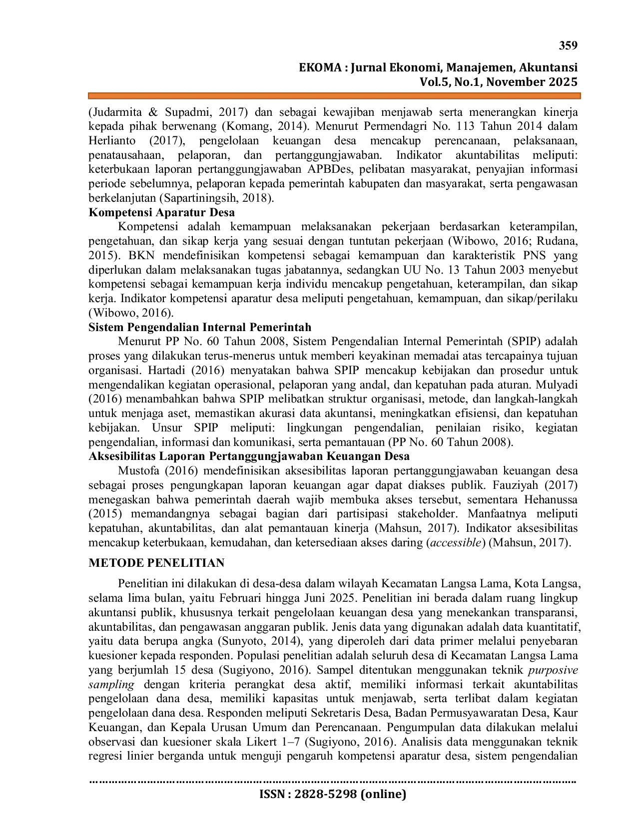 JURIS Pengaruh Kompetensi Aparatur Desa Sistem Pengendalian Internal Pemerintah Dan Aksesibilitas Laporan Pertanggungjawaban Keuangan Desa Terhadap Akuntabilitas Pengelolaan Dana Desa