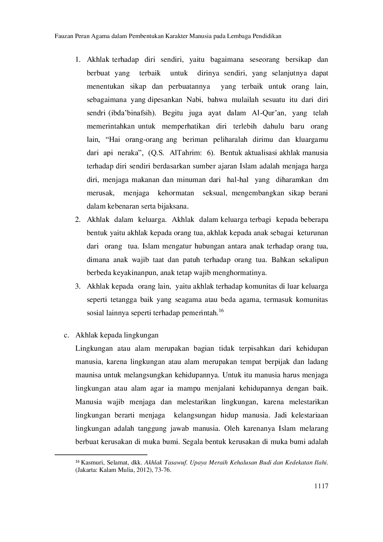 JURIS Peran Agama dalam Pembentukan Karakter pada Lembaga Pendidikan