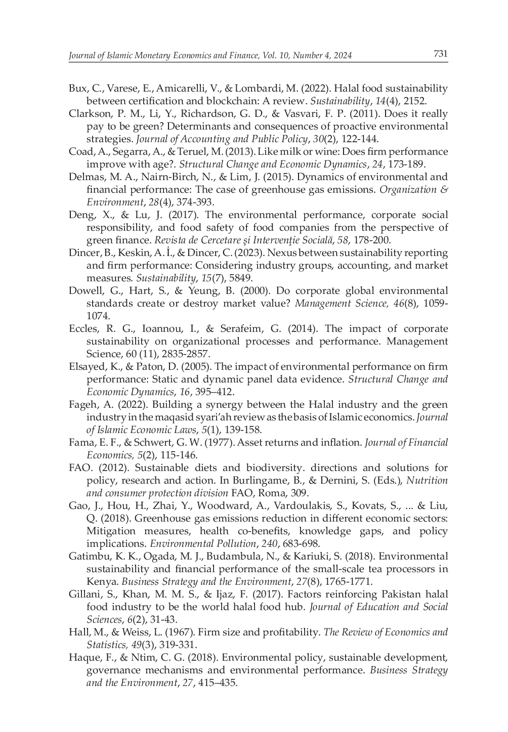 JURIS Green Sustainability and Financial Performance of Halal Food Companies Evidence of Malaysia