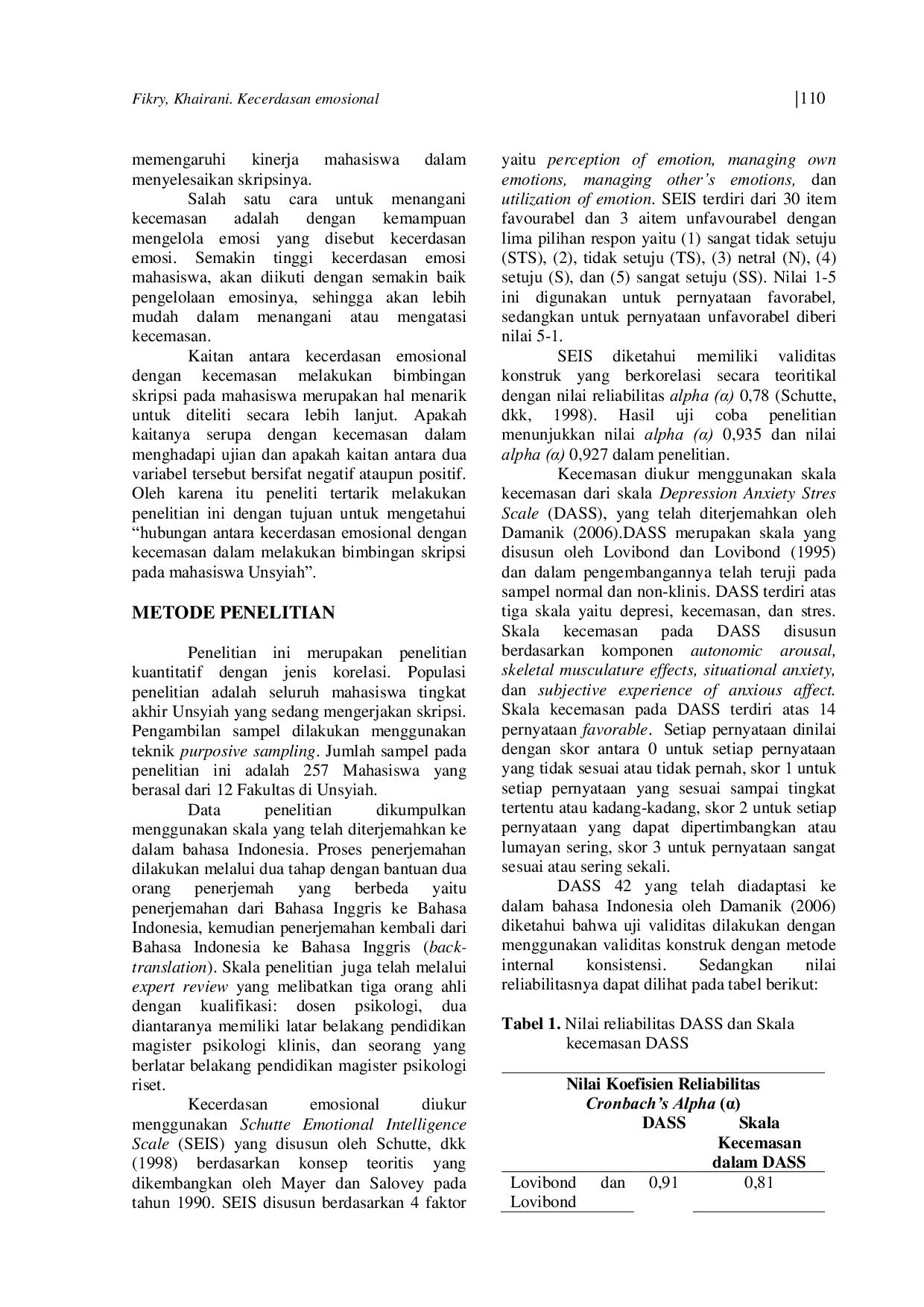 JURIS Kecerdasan Emosional Dan Kecemasan Mahasiswa Bimbingan Skripsi di Universitas Syiah Kuala