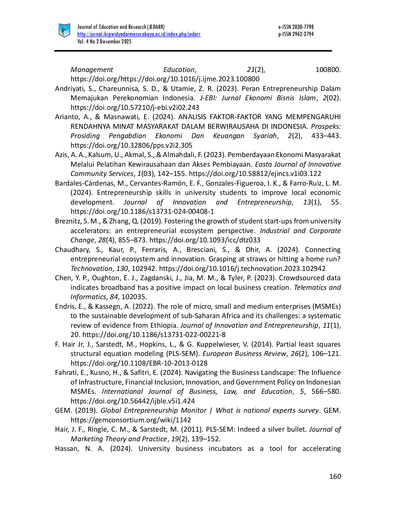 JURIS Peran Ekosistem Kewirausahaan dalam Membentuk Intensi Berwirausaha Mahasiswa