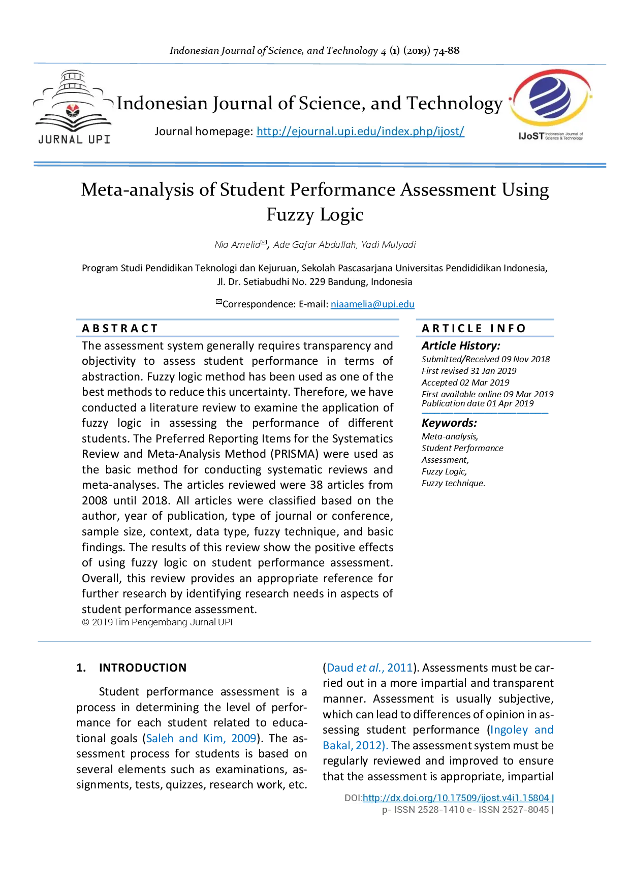 juris Meta analysis of Student Performance Assessment Using Fuzzy Logic