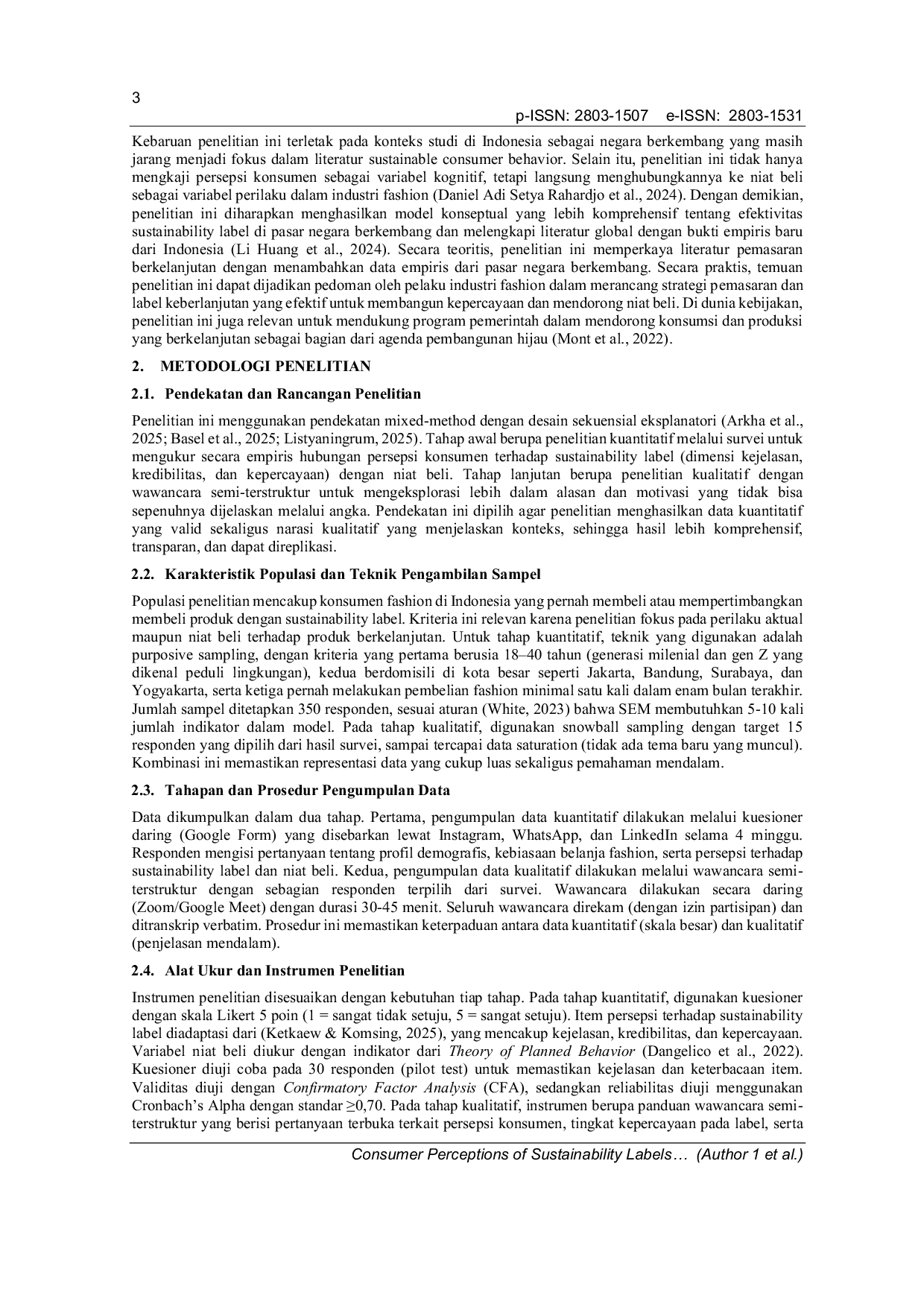 JURIS Consumer Perceptions of Sustainability Labels on Fashion Products and Their Influence on Purchase Intention