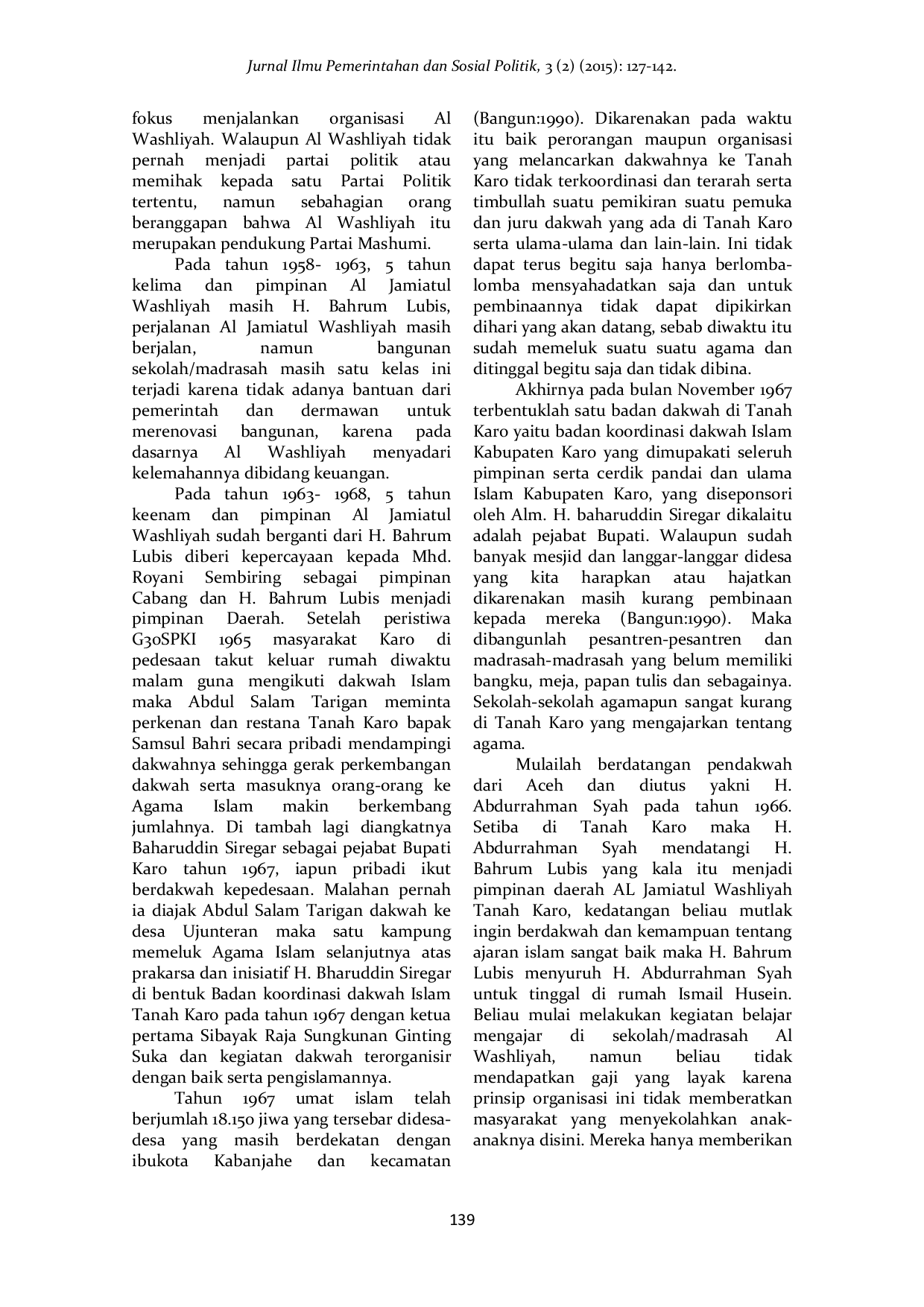JURIS Peranan Organisasi Al Jamiatul Wasliyah Cabang Tanah Karo Tahun 1938 1967