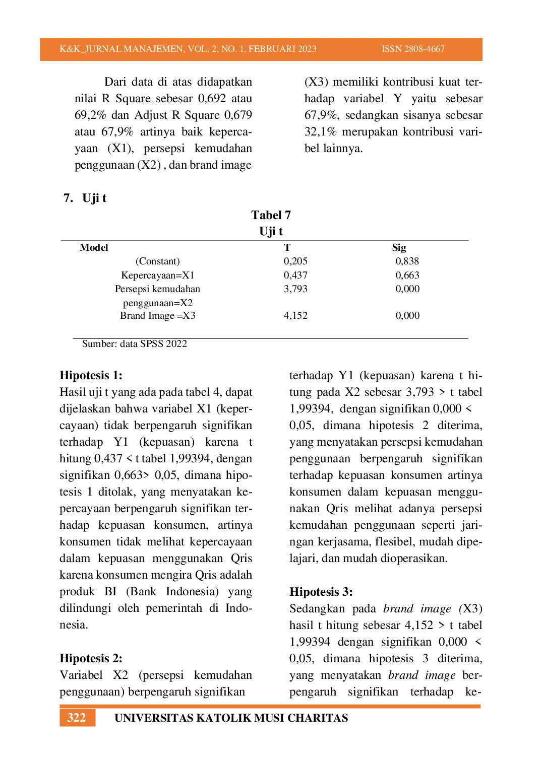 JURIS Pengaruh Kepercayaan Persepsi Kemudahan Penggunaan dan Brand Image Terhadap Kepuasan Konsumen Melakukan Pembayaran Menggunakan QRIS