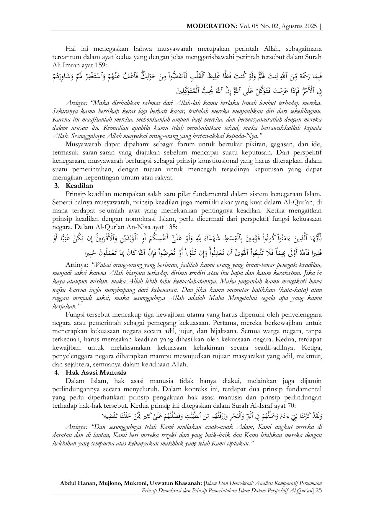 JURIS ISLAM DAN DEMOKRASI Analisis Komparatif Persamaan Prinsip Demokrasi dan Prinsip Pemerintahan Islam dalam Perspektif Al Qur an