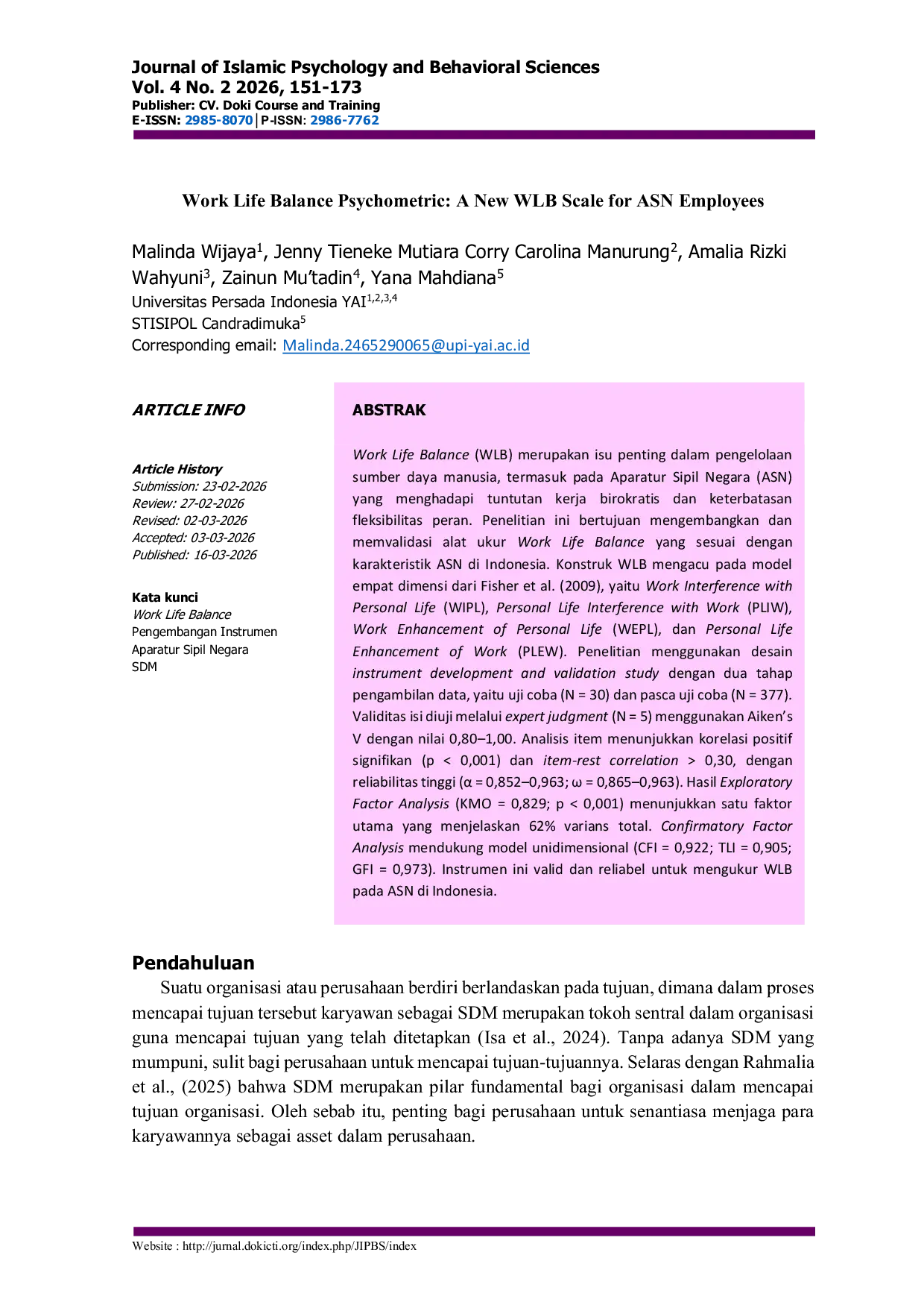 JURIS Work Life Balance Psychometric A New WLB Scale for ASN Employees