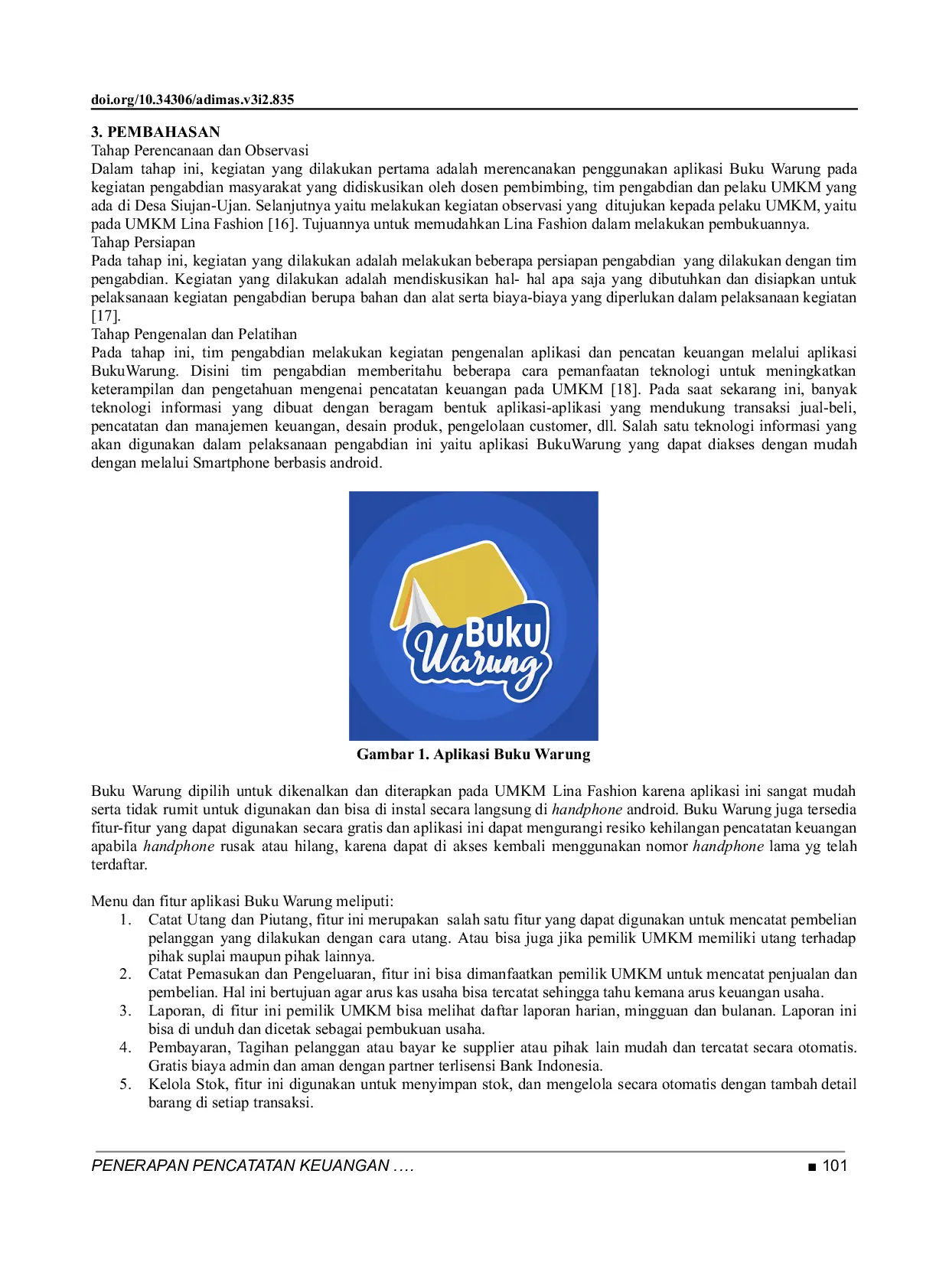 JURIS Penerapan Pencatatan Keuangan pada UMKM Melalui Aplikasi Buku Warung