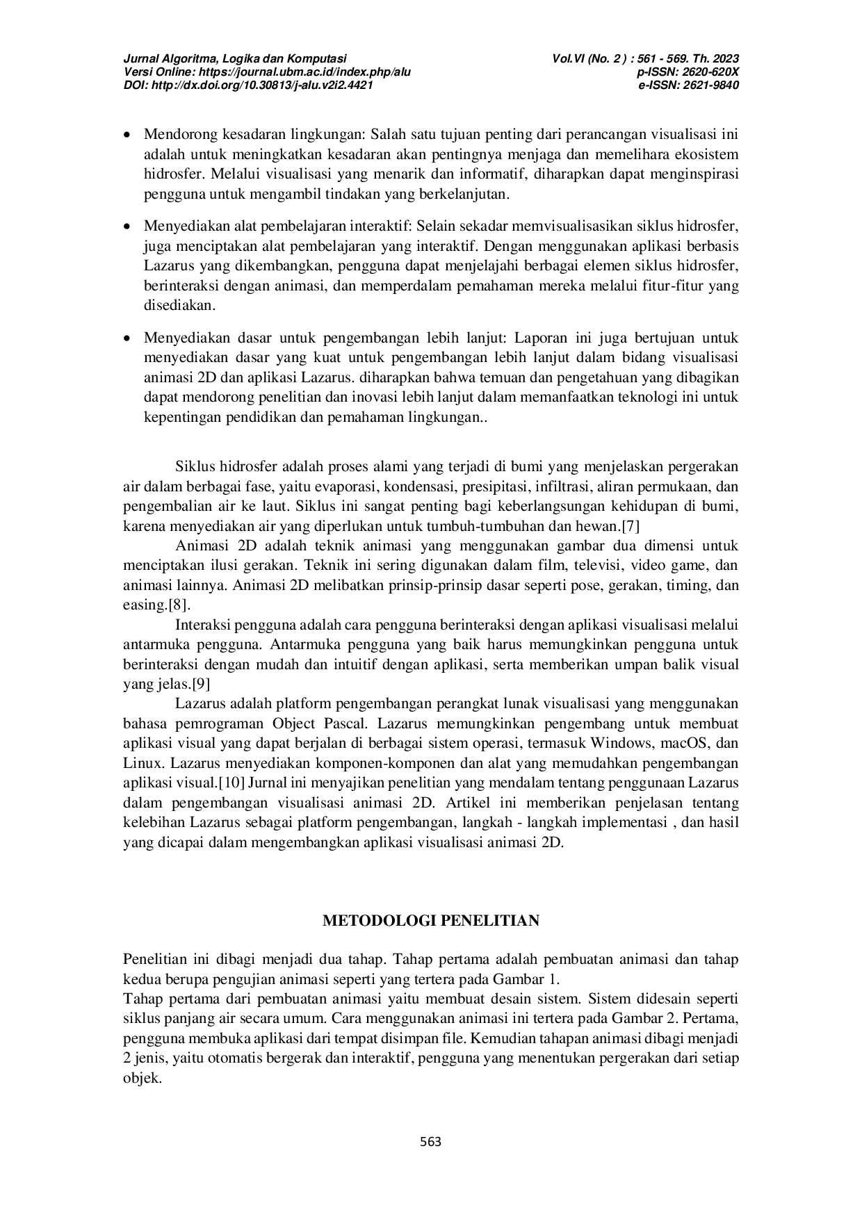 JURIS Perancangan Visualisasi Animasi 2D Interaktif Siklus Panjang Hidrologi Berbasis Lazarus