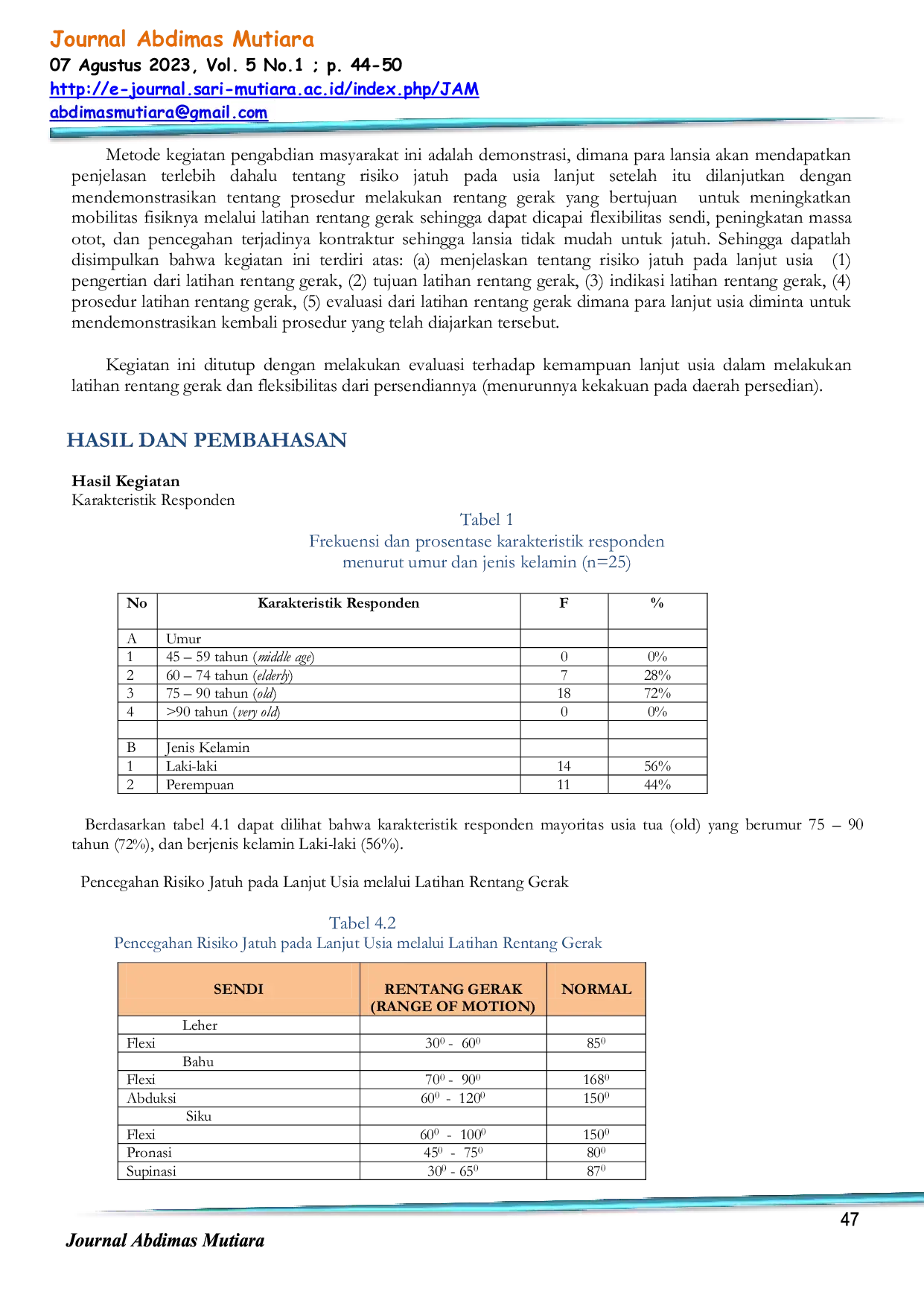 JURIS Pencegahan Risiko Jatuh Pada Lanjut Usia Melalui Latihan Rentang Gerak