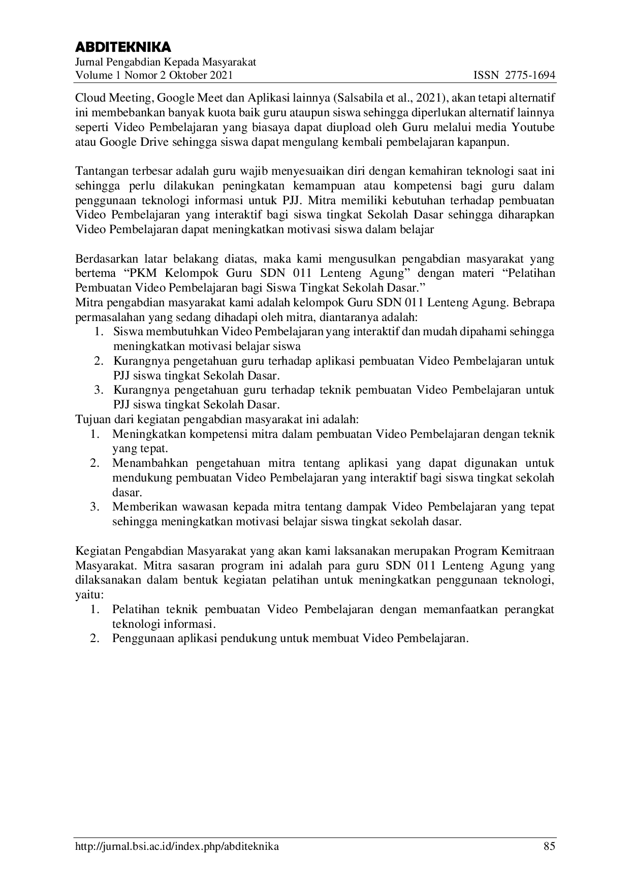 JURIS Pelatihan Pembuatan Video Pembelajaran Bagi Siswa Tingkat Sekolah Dasar