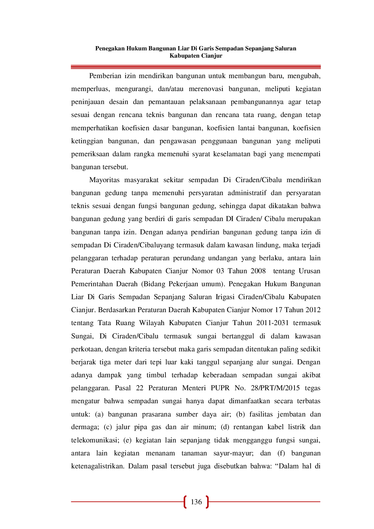 JURIS Penegakan Hukum Bangunan Liar Di Garis Sempadan Sepanjang Saluran Kabupaten Cianjur