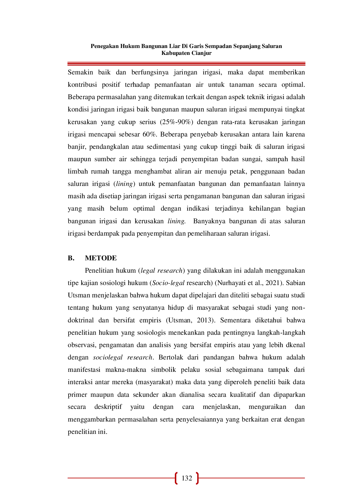 JURIS Penegakan Hukum Bangunan Liar Di Garis Sempadan Sepanjang Saluran Kabupaten Cianjur