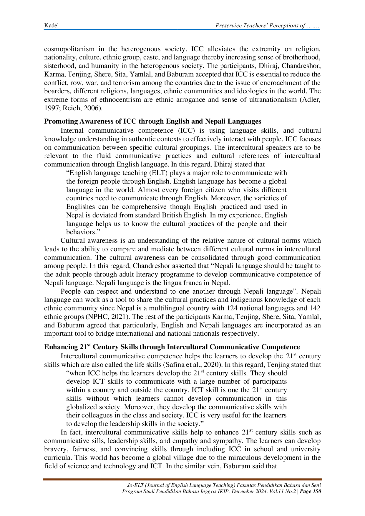 JURIS Preservice Teachers Perceptions of Intercultural Communicative Competence A Pathway to Peace and 21st Century Skills in Nepal
