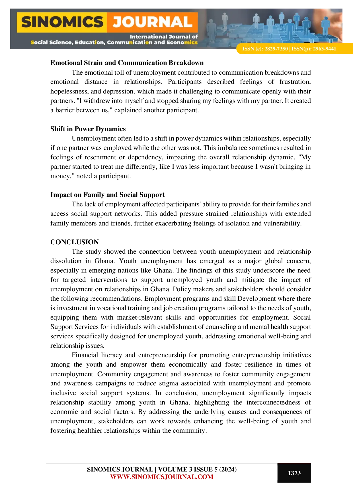 JURIS Investigating the Role of Unemployment on Relationship Breakdown Among the Unemployed Ghanaian Youth