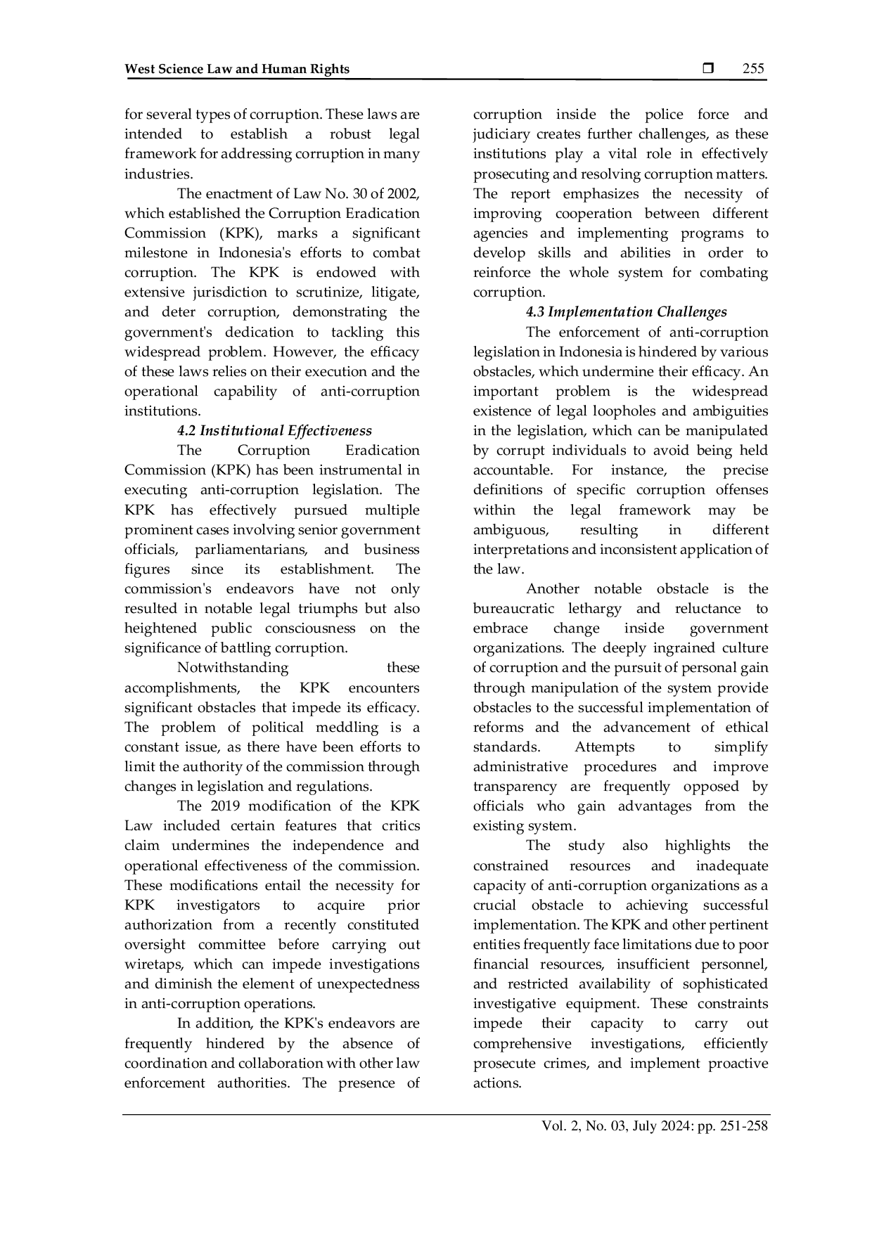 JURIS The Effectiveness of Indonesia s Anti Corruption Law on Legal Reform and Implementation