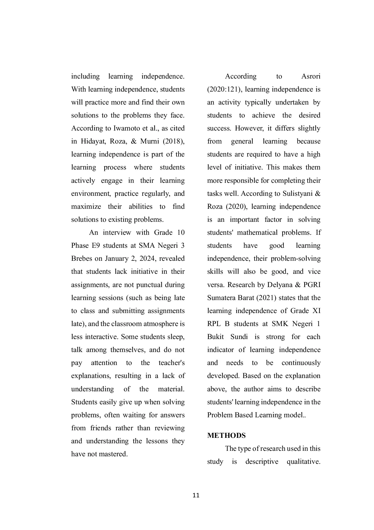 JURIS Students Learning Independence In The Problem Based Learning Model