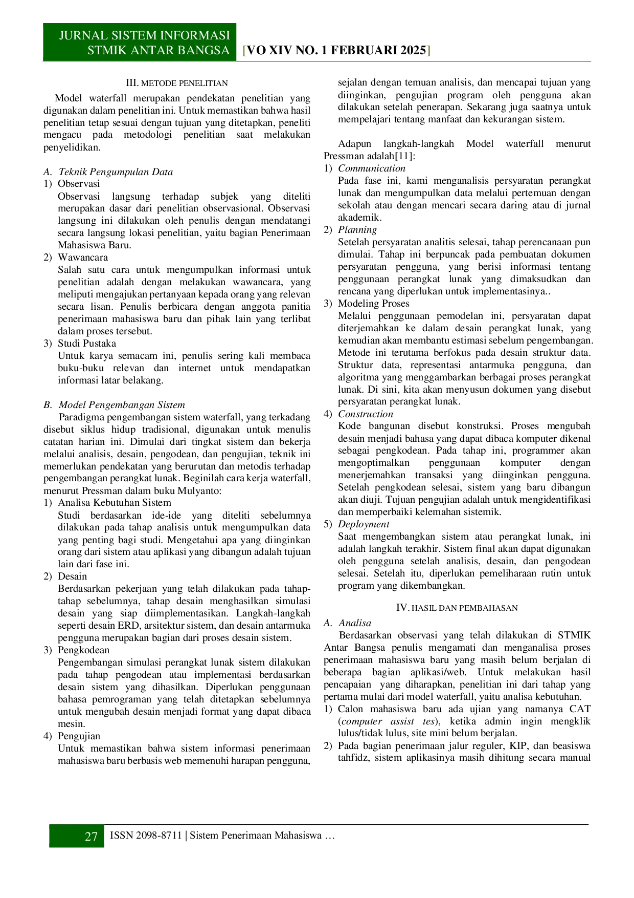 JURIS Sistem Penerimaan Mahasiswa Cerdas Baru Berbasis Web