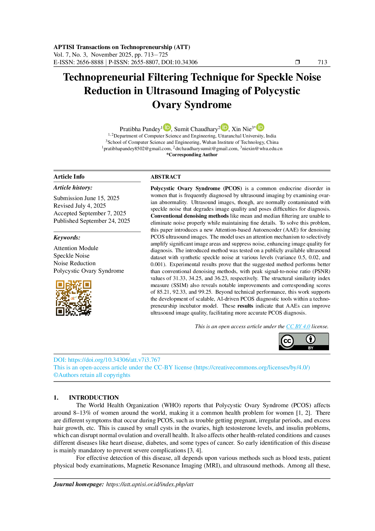 juris Technopreneurial Filtering Technique for Speckle Noise Reduction in Ultrasound Imaging of Polycystic Ovary Syndrome