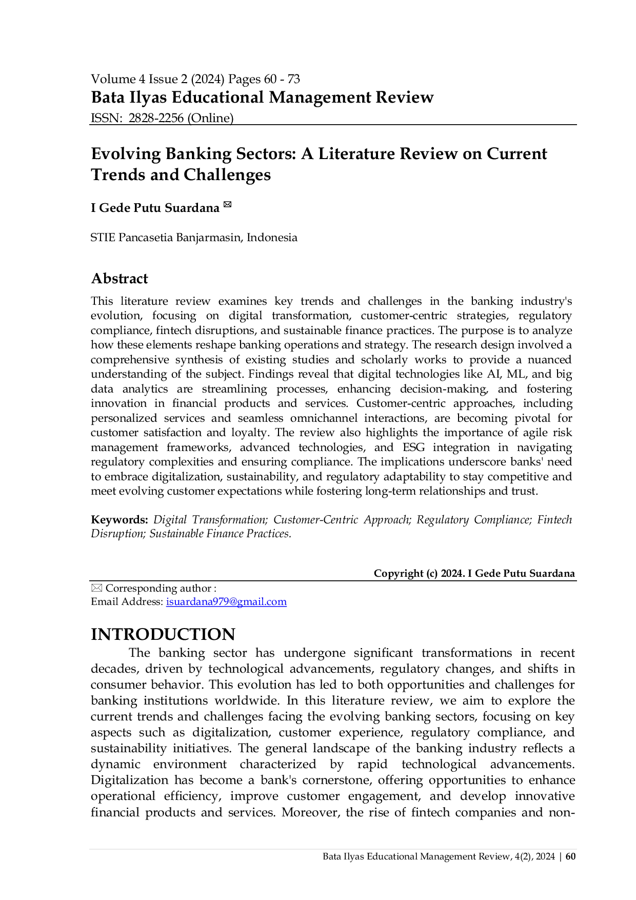 JURIS Evolving Banking Sectors A Literature Review on Current Trends and Challenges