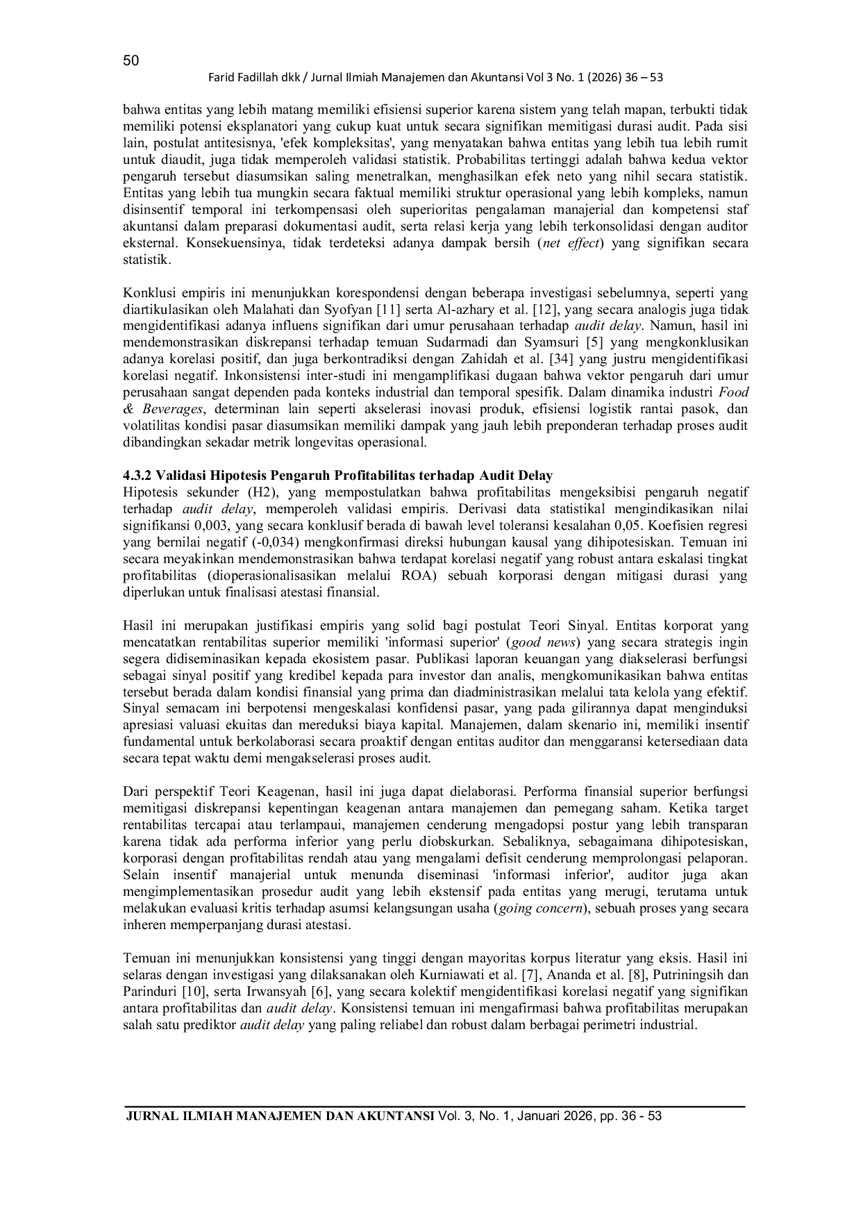 JURIS Pengaruh Umur Perusahaan Profitabilitas Ukuran Perusahaan Solvabilitas Terhadap Audit Delay