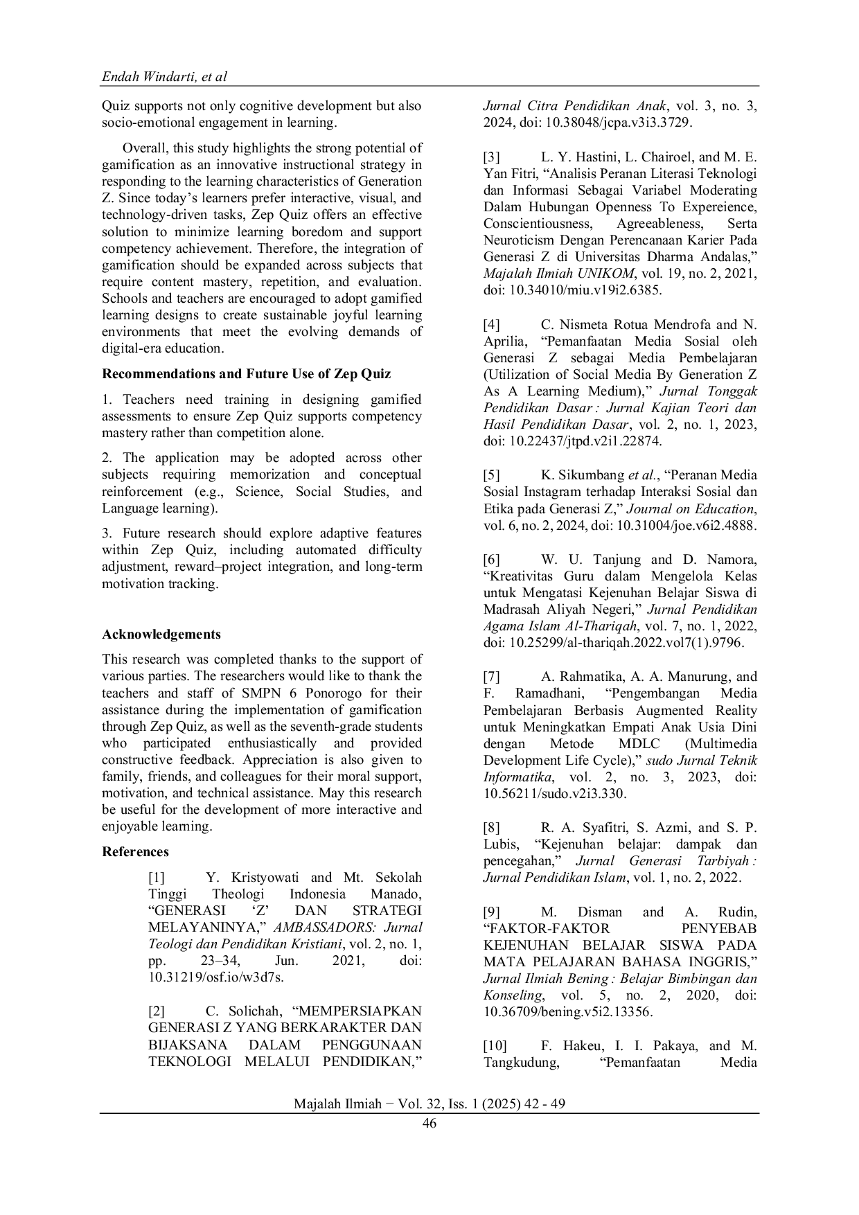 JURIS Gamification Based Joyful Learning An Analysis of the Effectiveness of Using Zep Quiz