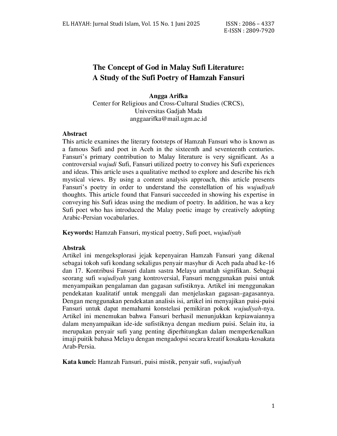 JURIS The Concept of God in Malay Sufi Literature