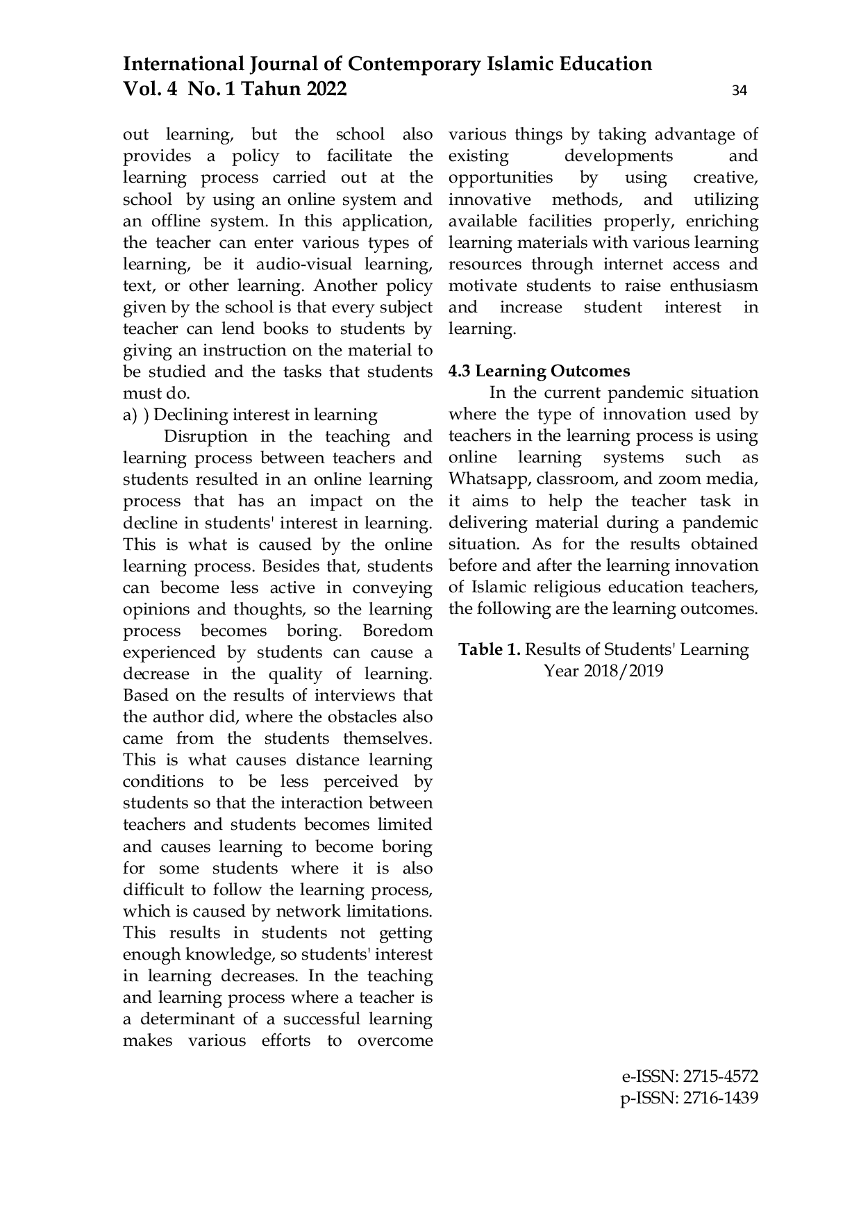 JURIS Islamic Religious Teachers Innovation in Improving Students Learning Outcomes During Covid 19 Pandemic