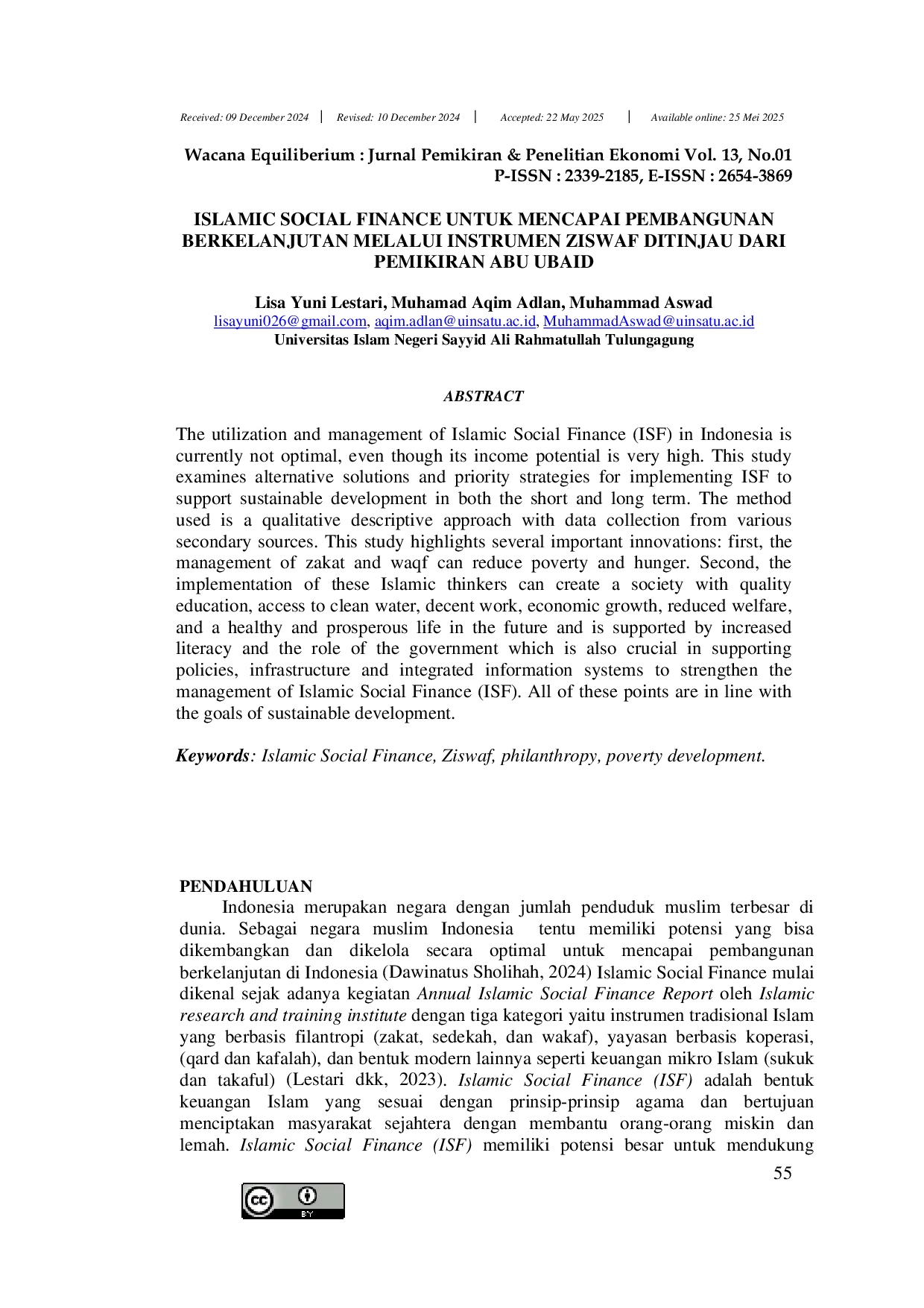 JURIS Islamic Social Finance Untuk Mencapai Pembangunan Berkelanjutan Melalui Instrumen Ziswaf Ditinjau Dari Pemikiran Abu Ubaid
