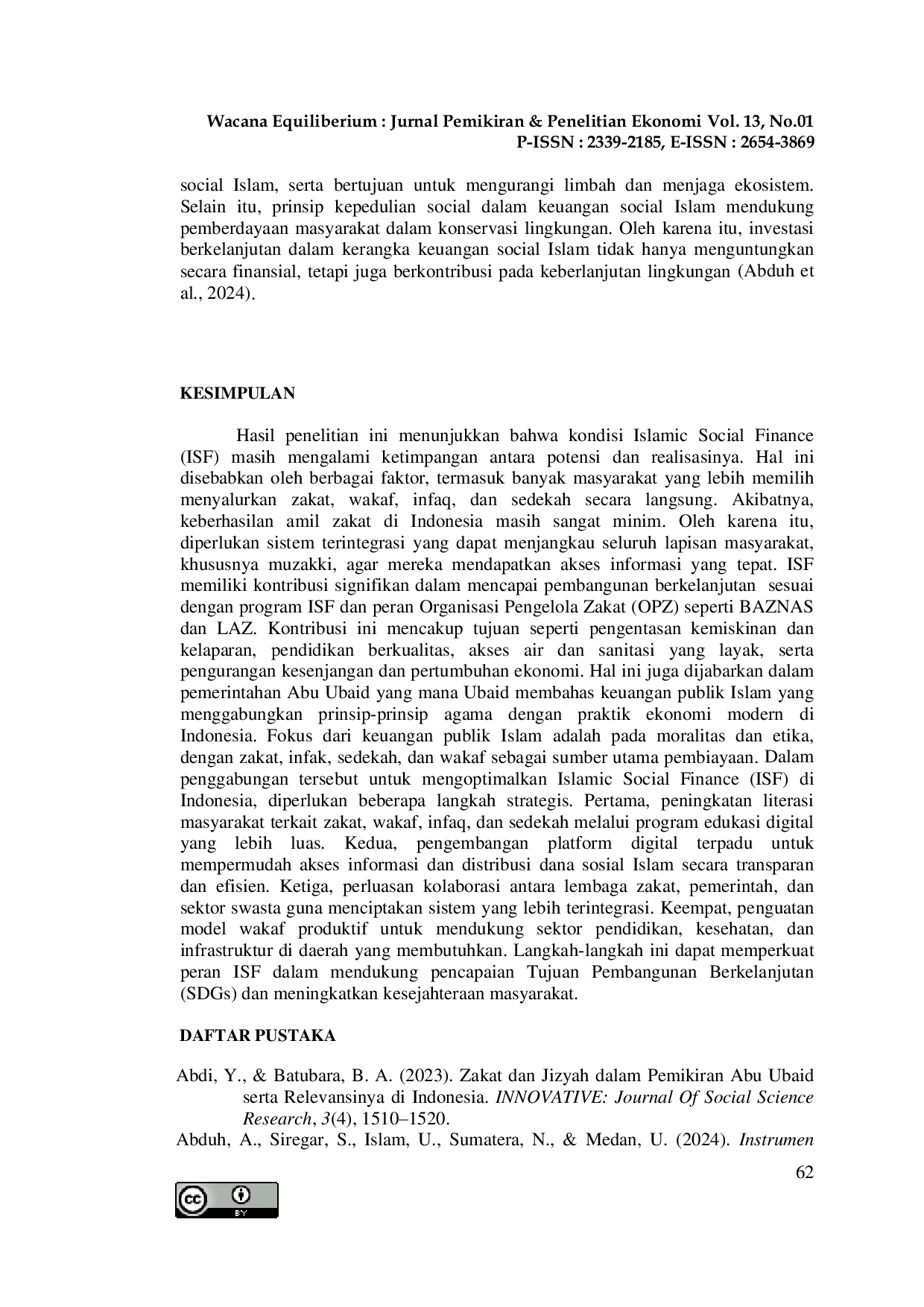 JURIS Islamic Social Finance Untuk Mencapai Pembangunan Berkelanjutan Melalui Instrumen Ziswaf Ditinjau Dari Pemikiran Abu Ubaid