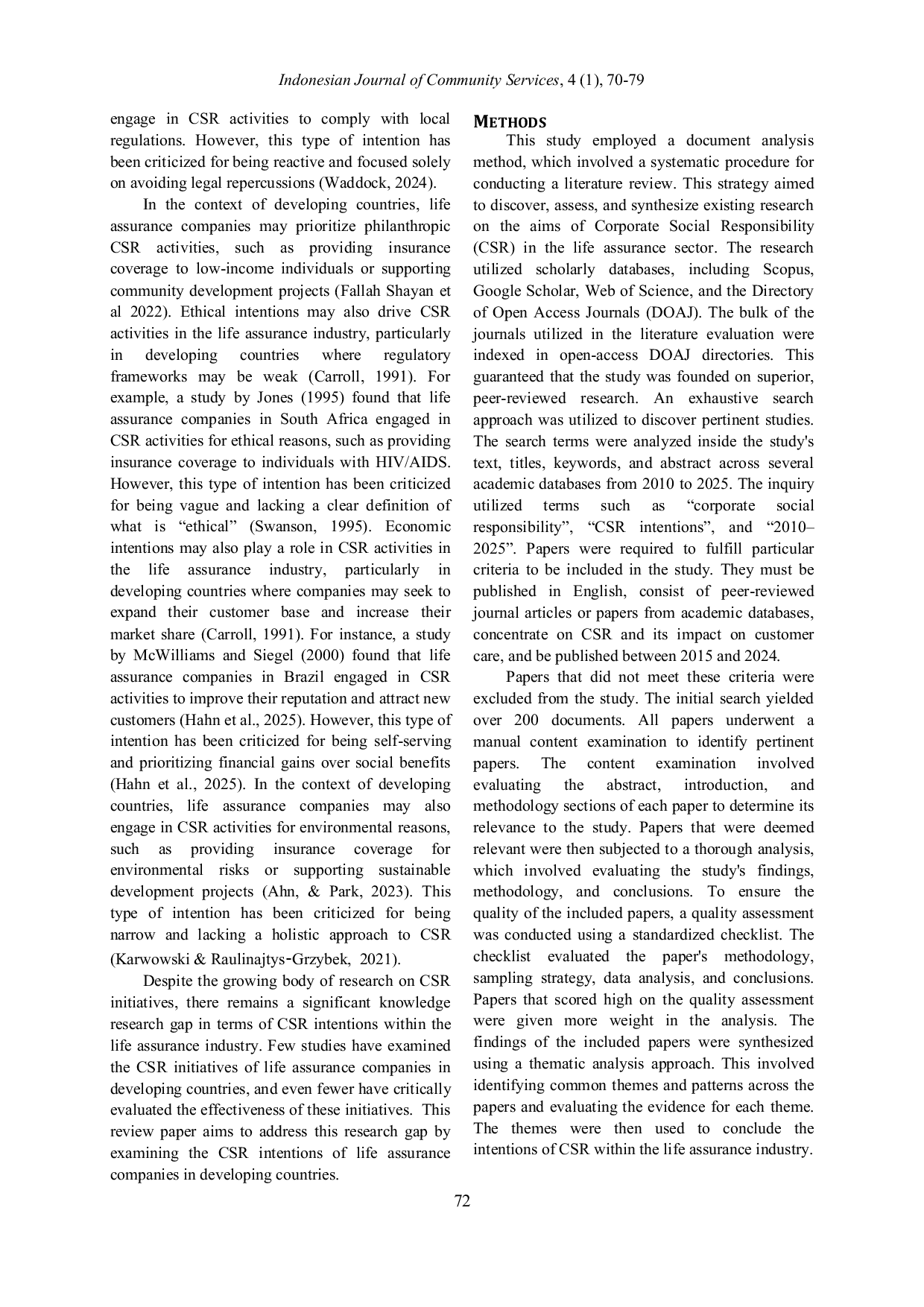 JURIS Niat Niat Tanggung Jawab Sosial Perusahaan Pelajaran dari Industri Asuransi Jiwa di Negara Berkembang