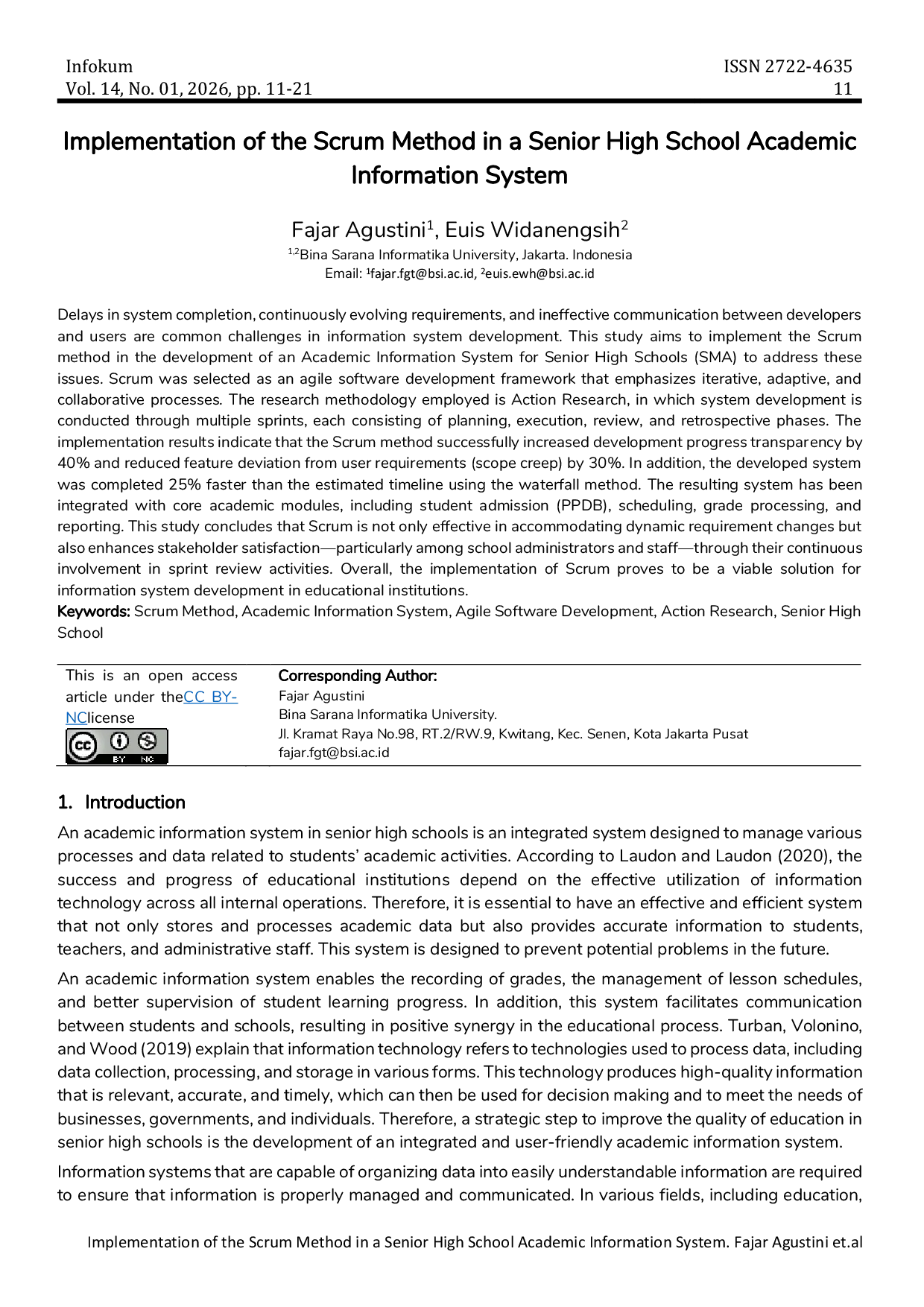 JURIS Implementation of the Scrum Method in a Senior High School Academic Information System