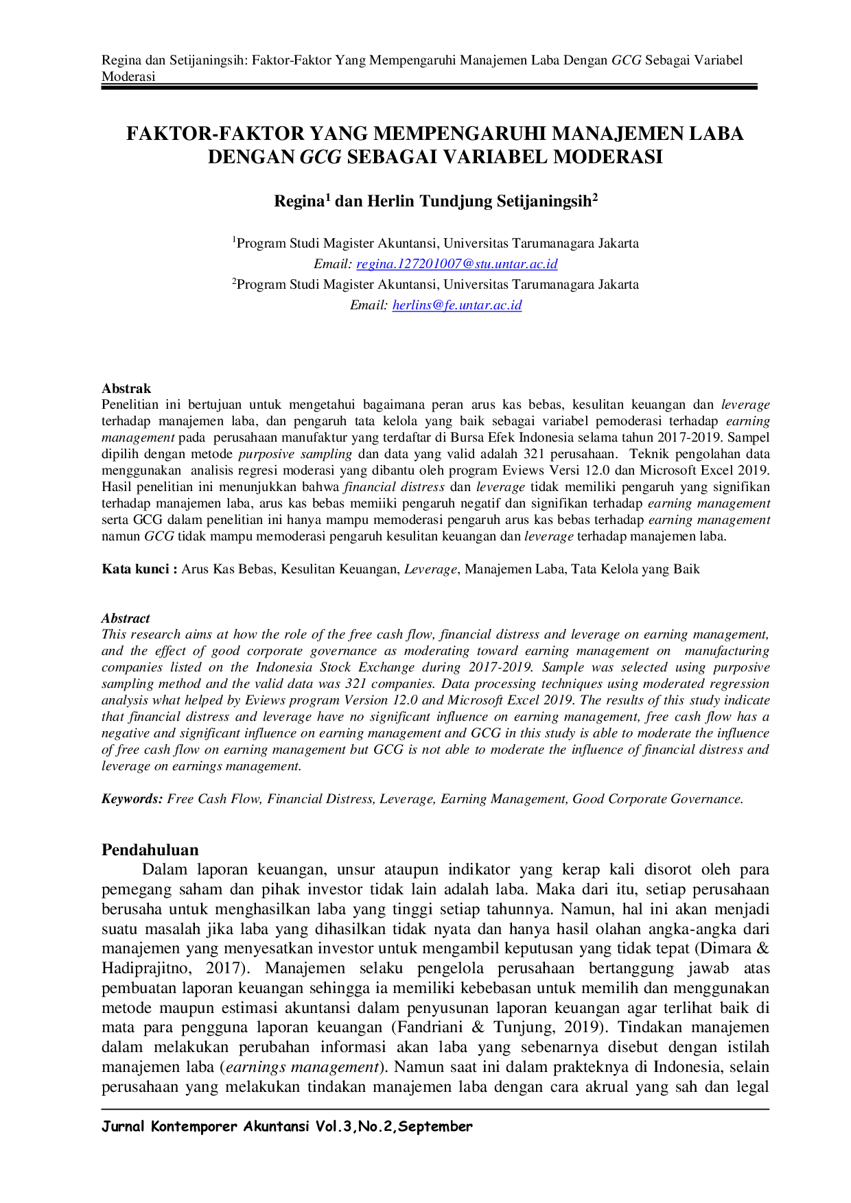 JURIS Faktor Faktor Yang Mempengaruhi Manajemen Laba Dengan GCG Sebagai Variabel Moderasi