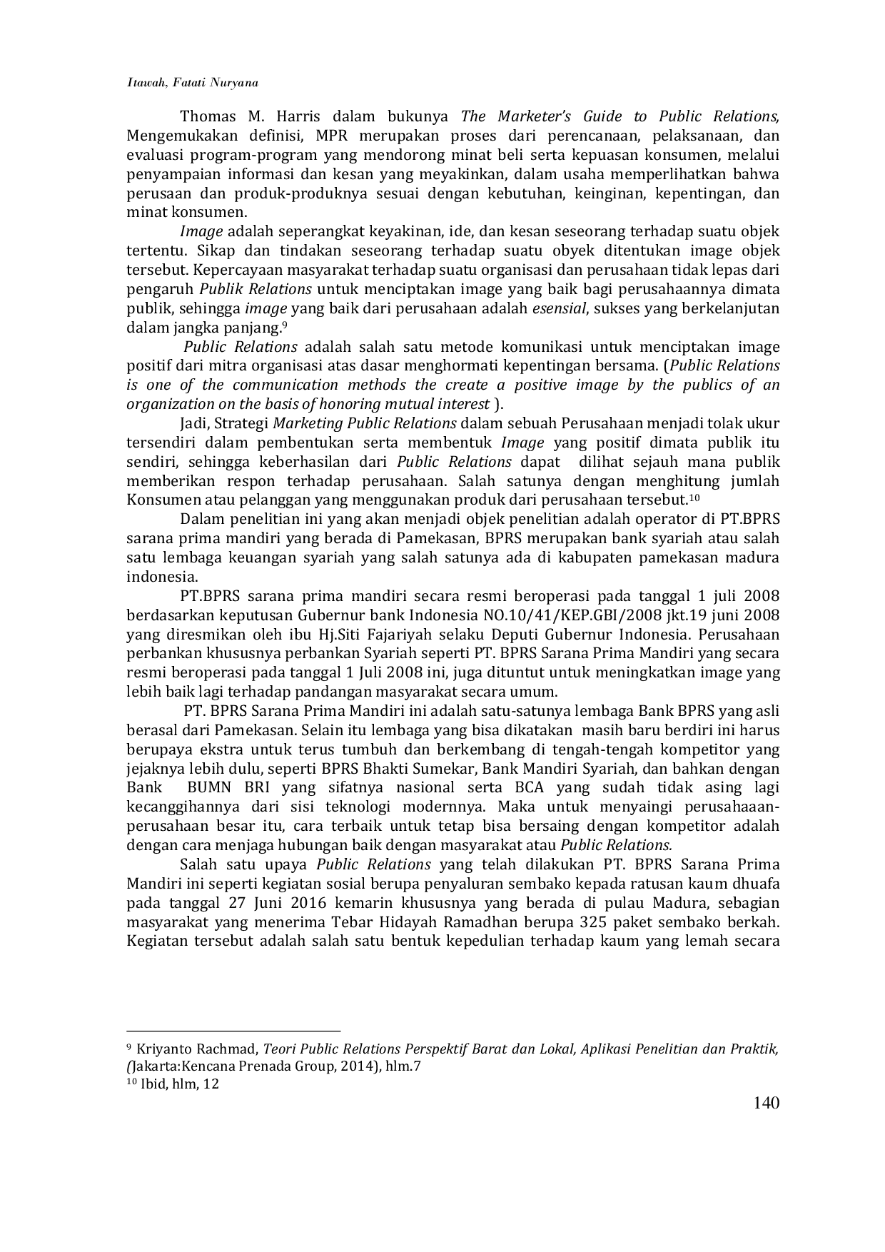 JURIS Strategi Marketing Public Relations dalam Meningkatkan Image PT BPRS Sarana Prima Mandiri Pamekasan