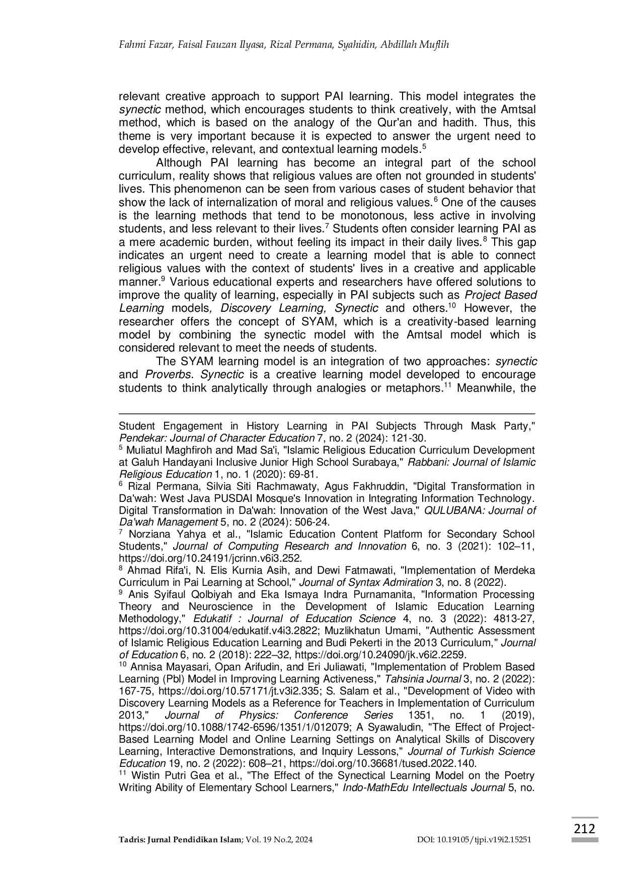 JURIS Development Of SYAM SynecticAcAmtsal Model In Islamic Religious Education Learning At SMPN 1 Margahayu