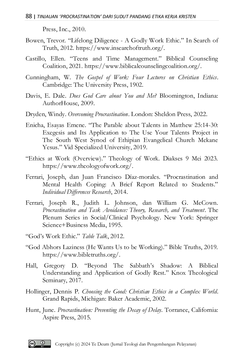 JURIS Tinjauan Procrastination dari Sudut Pandang Etika Kerja Kristen
