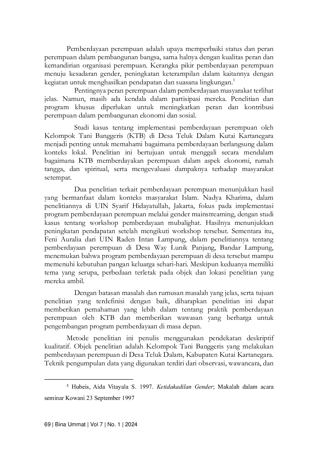 JURIS IMPLEMENTASI PEMBERDAYAAN PEREMPUAN OLEH KELOMPOK TANI BANGGERIS KTB DI DESA TELUK DALAM KUTAI KARTANEGARA