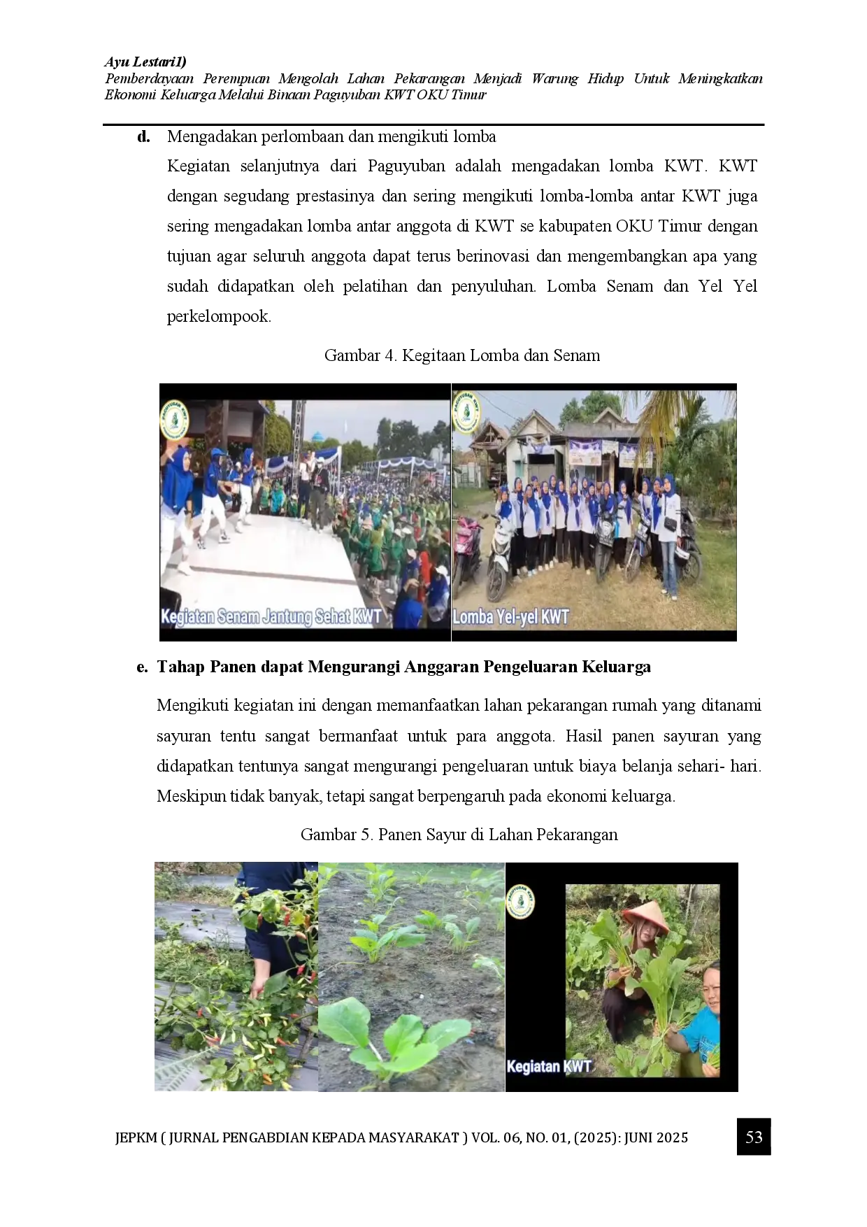 juris Pemberdayaan Perempuan Mengolah Lahan Pekarangan Menjadi Warung Hidup Untuk Meningkatkan Ekonomi Keluarga Melalui Binaan Paguyuban KWT OKU Timur